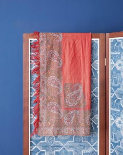 Antique Woven Paisley Shawl Blanket in Wool and Silk, USA, 19th Century