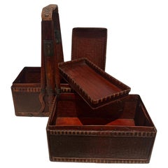 Antique Woven Rattan Willow Reed Wedding Chinese Picnic Box Container