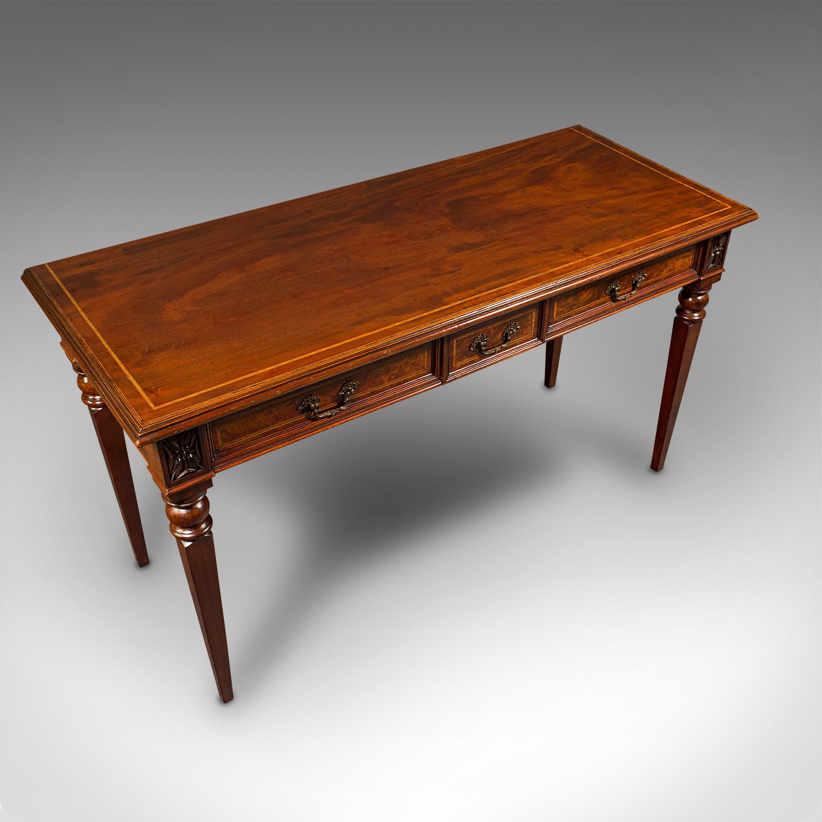 Wood Antique Writer's Desk, English, Inlay, Side, Serving Table, Georgian, C.1800 For Sale