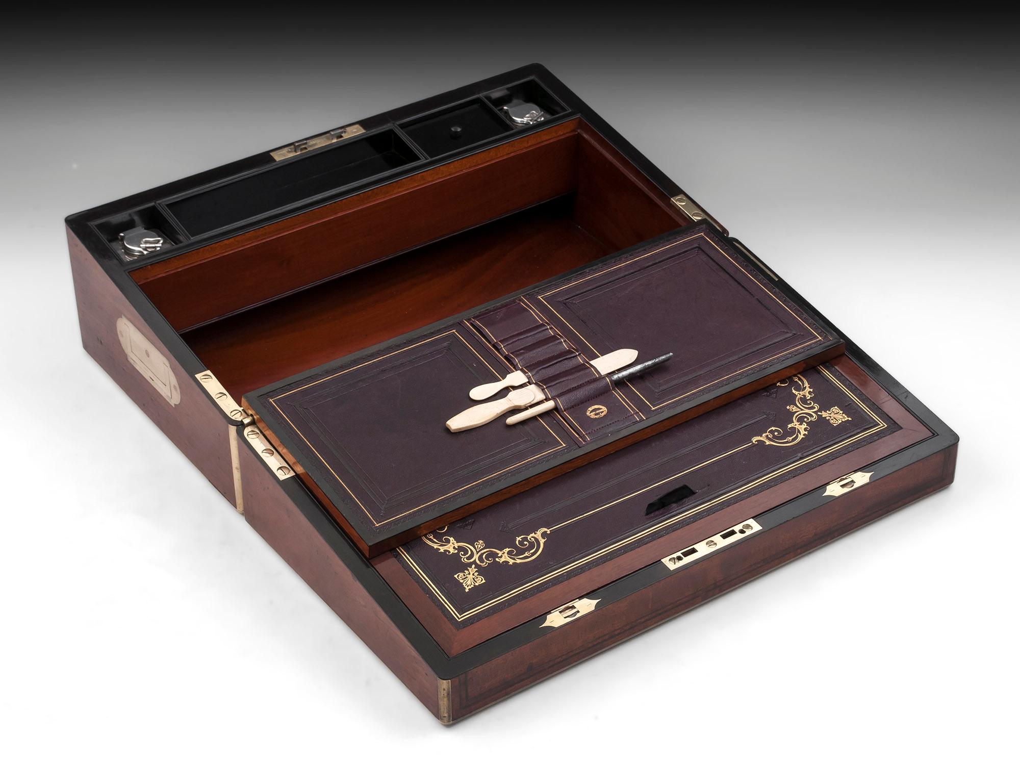 Antique Writing Box with secret compartment by Hausburg, 19th Century For Sale 3