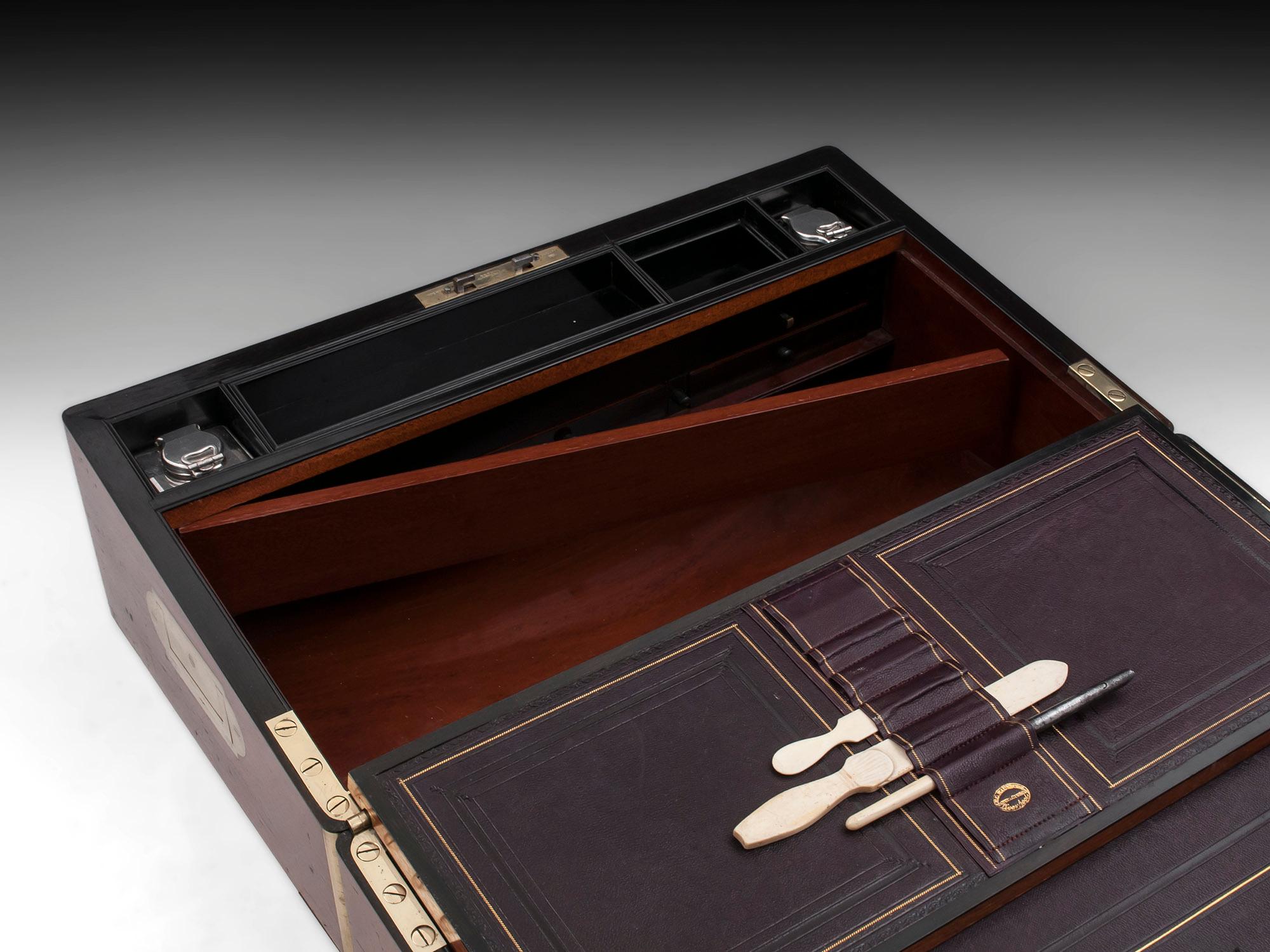 Antique Writing Box with secret compartment by Hausburg, 19th Century For Sale 7