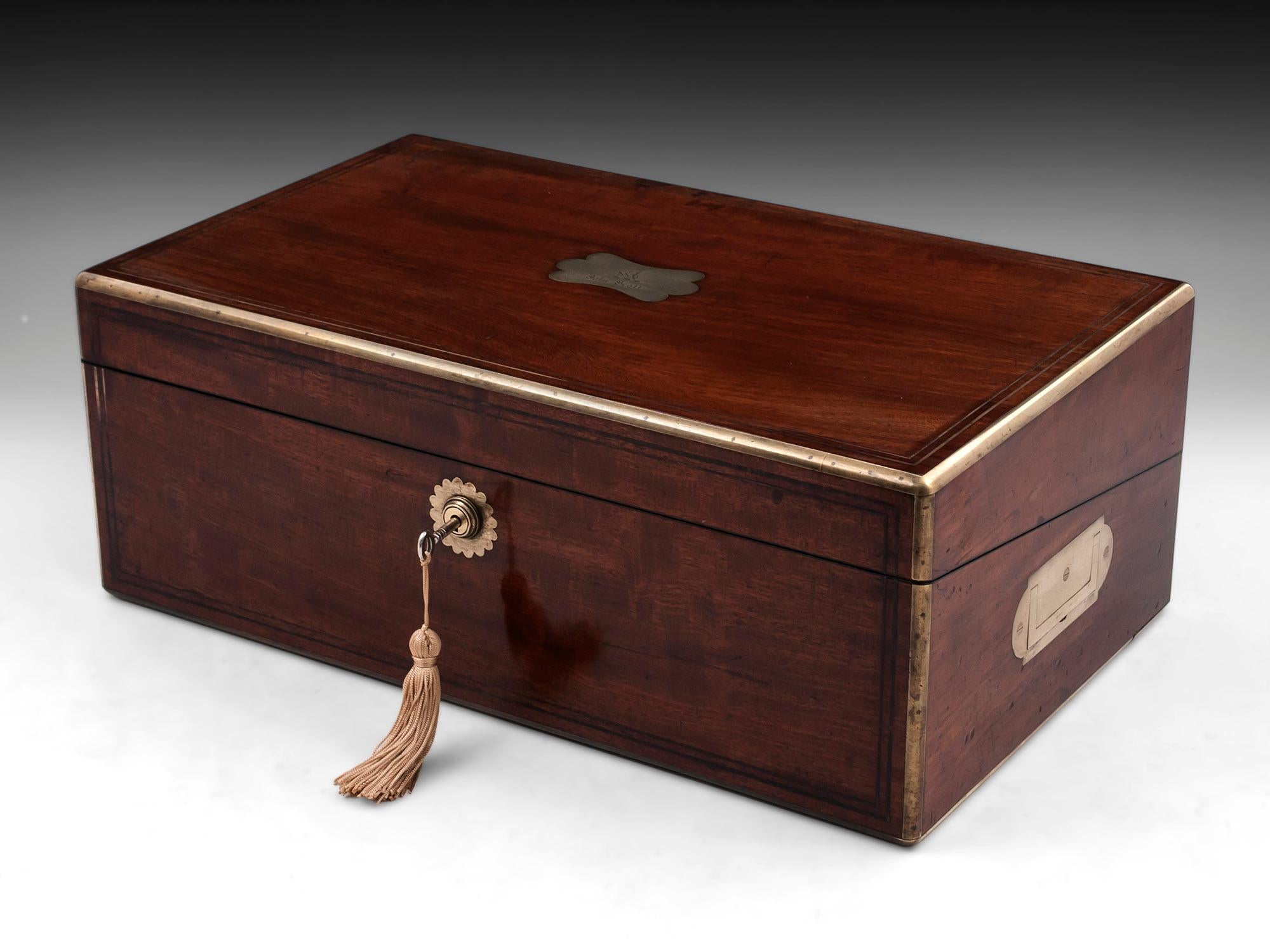 Antique Writing Box with secret compartment by Hausburg, 19th Century For Sale 9