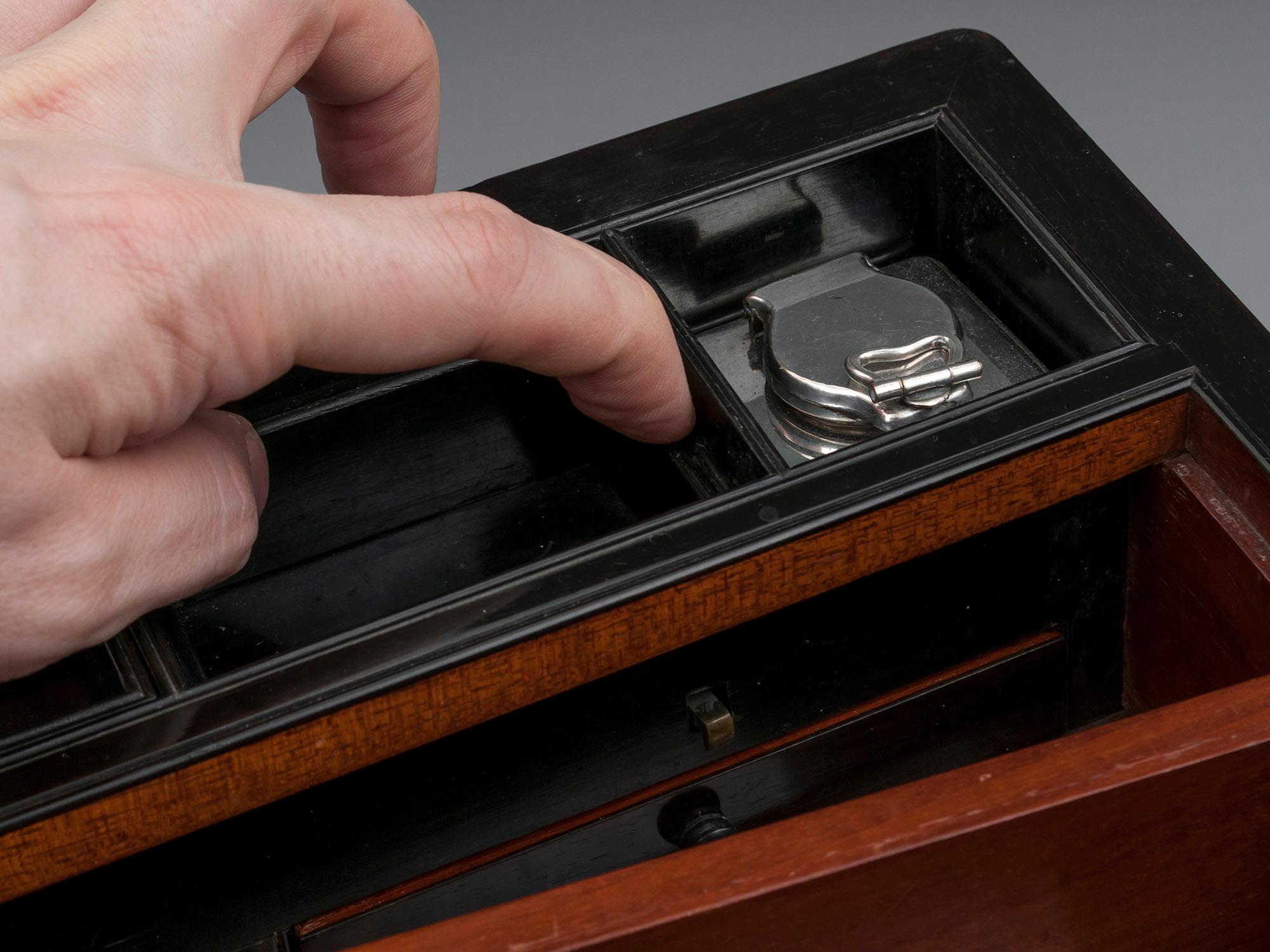 Antique Writing Box with secret compartment by Hausburg, 19th Century For Sale 10