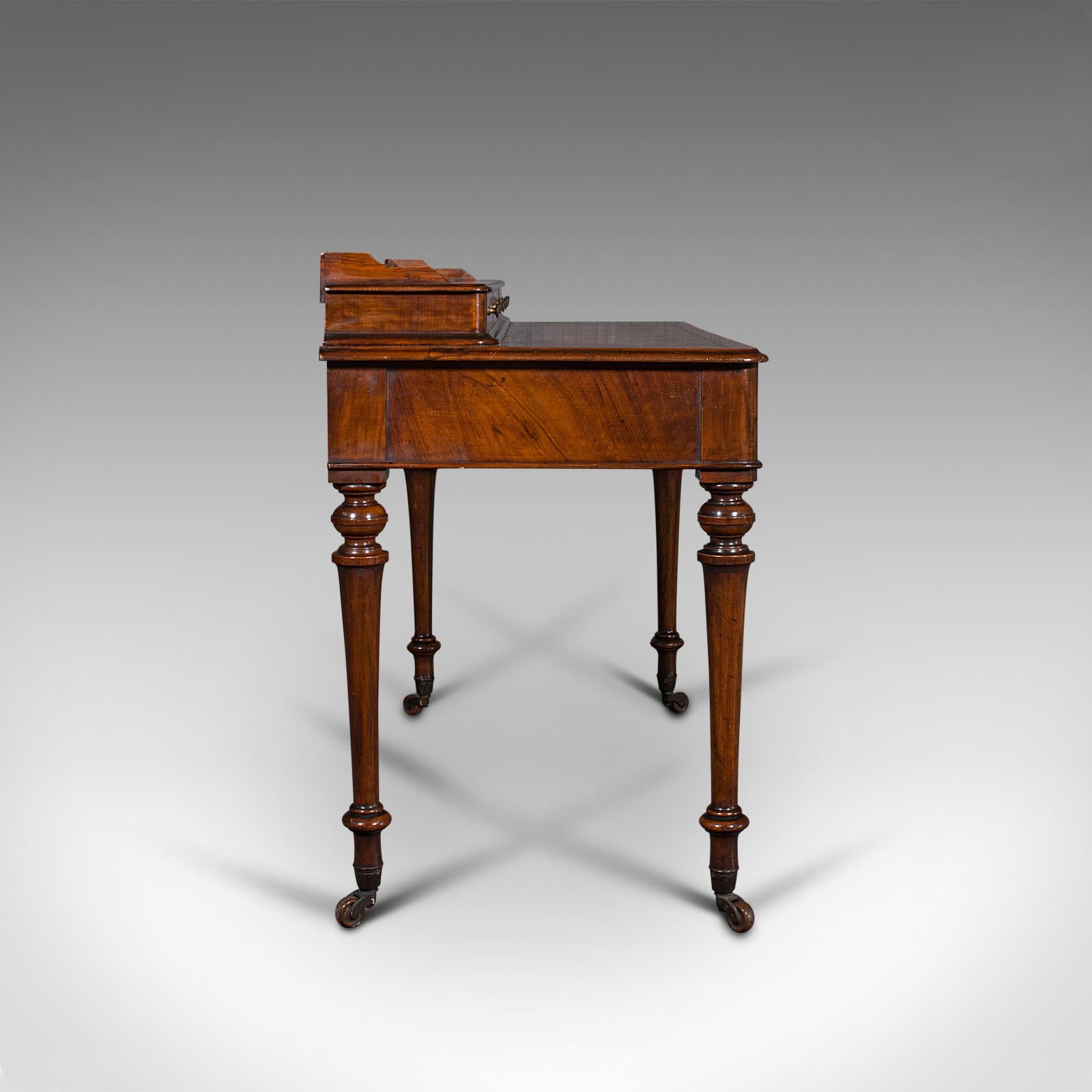 British Antique Writing Desk, English, Burr Walnut, Correspondence Table, Victorian