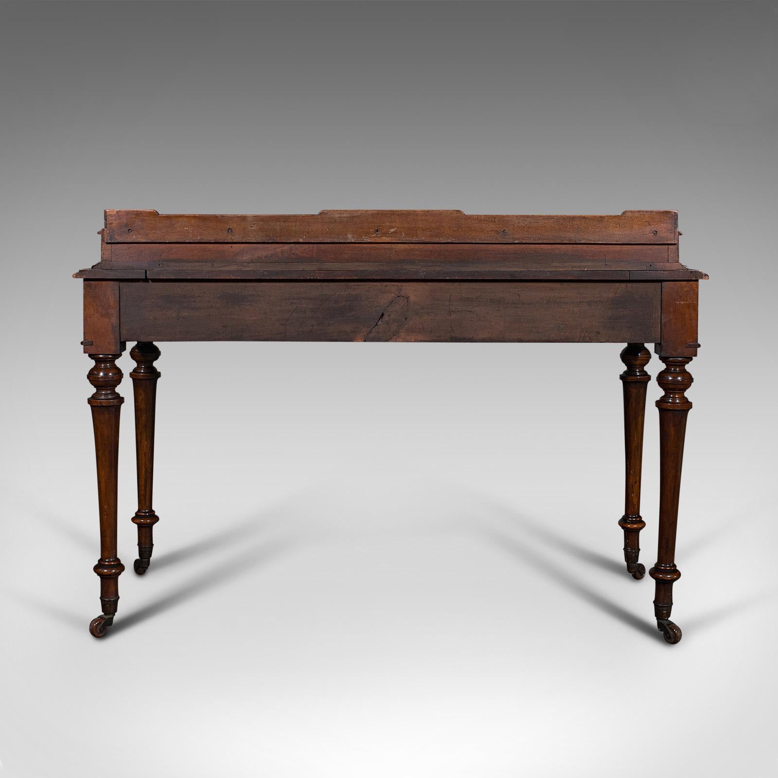 19th Century Antique Writing Desk, English, Burr Walnut, Correspondence Table, Victorian