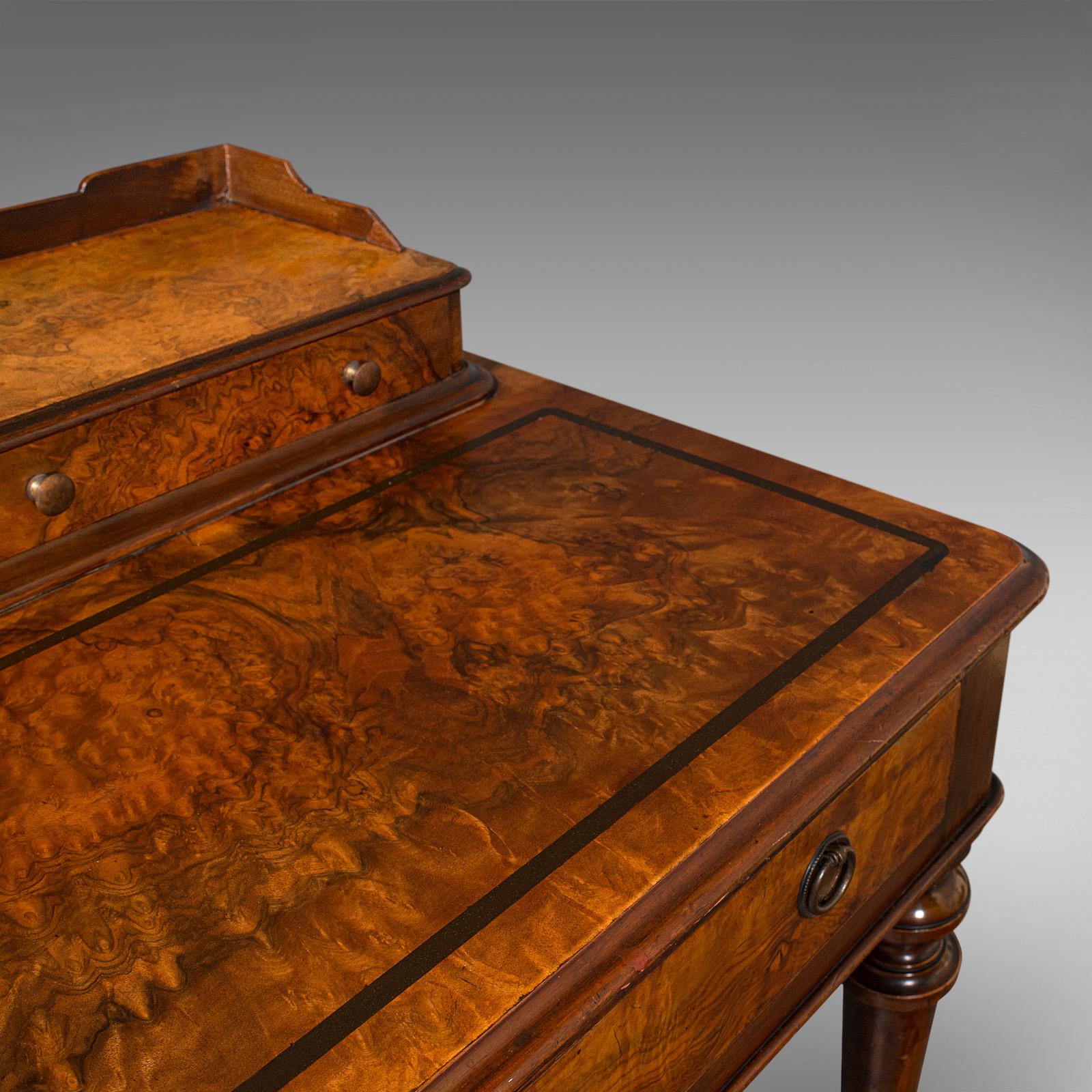 Antique Writing Desk, English, Burr Walnut, Correspondence Table, Victorian 3