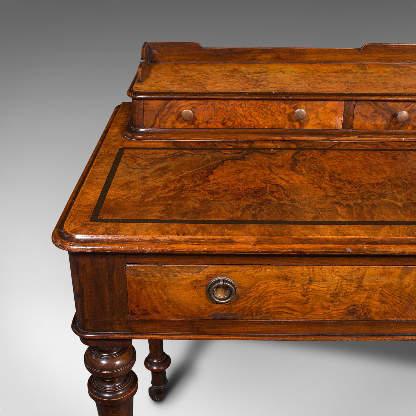 Antique Writing Desk, English, Burr Walnut, Correspondence Table, Victorian 4