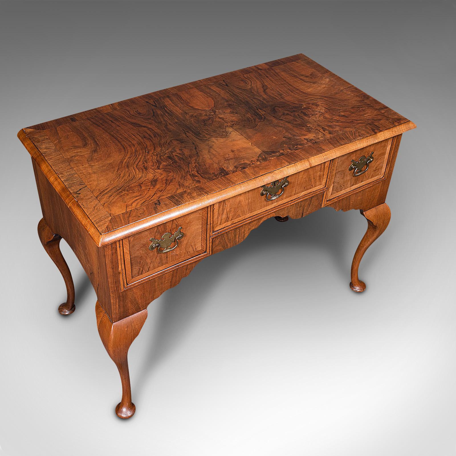 18th Century Antique Writing Desk, English, Burr Walnut, Oak, Lowboy, Table, Georgian, C.1800