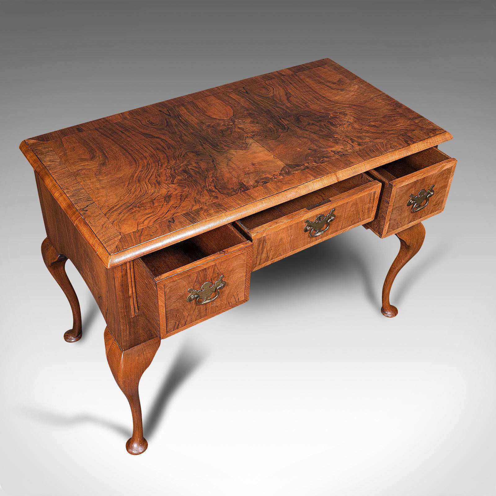 Antique Writing Desk, English, Burr Walnut, Oak, Lowboy, Table, Georgian, C.1800 1