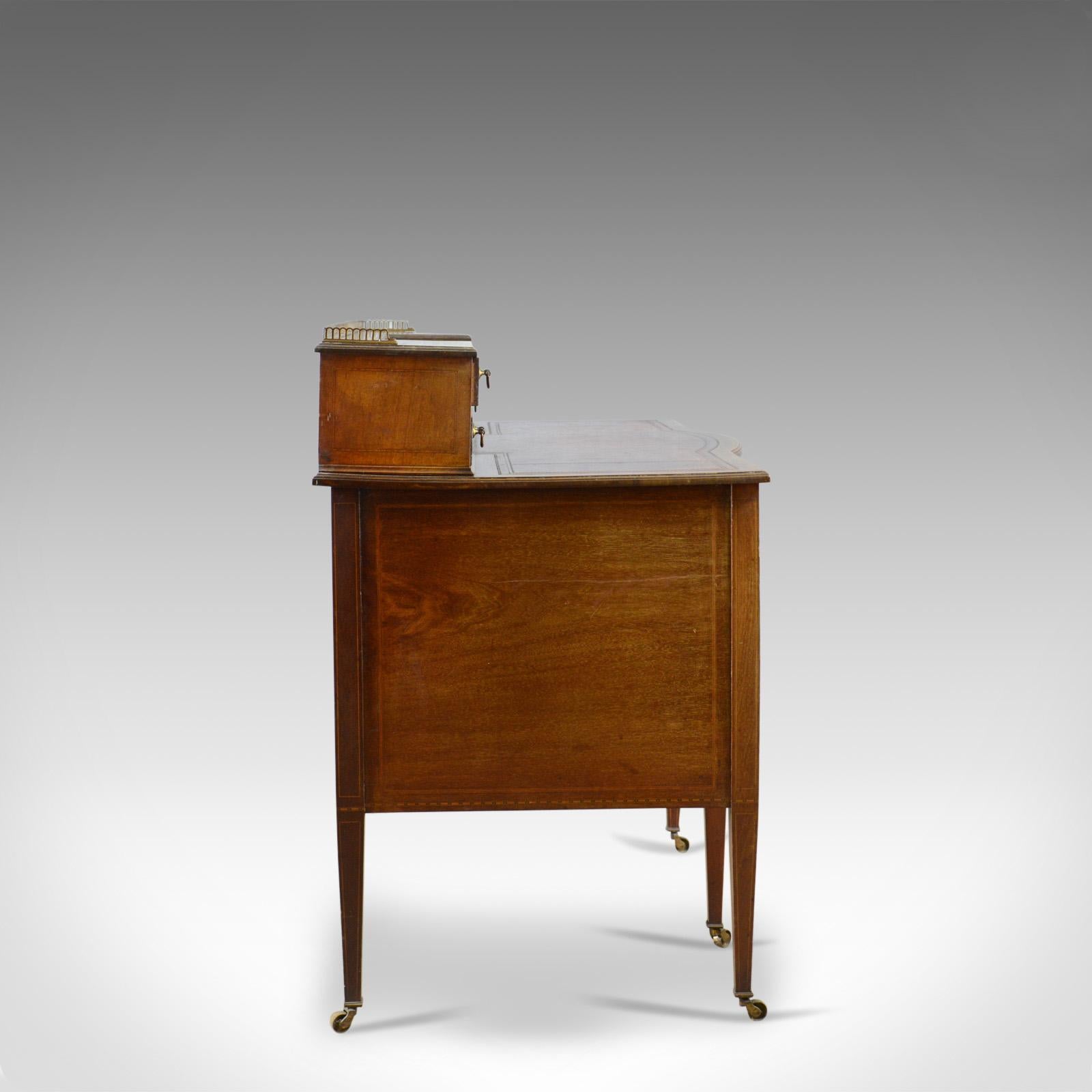 Antique Writing Desk, English, Edwardian, Mahogany, Knee-Hole, circa 1910 In Good Condition In Hele, Devon, GB