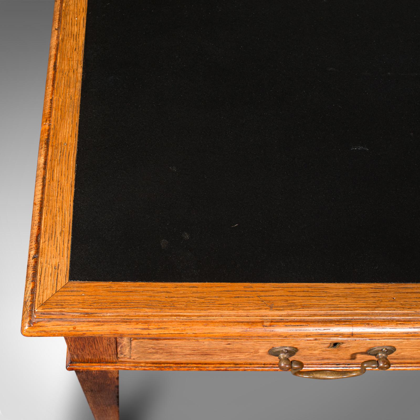 Antique Writing Desk, English, Oak, Leather, Correspondence Table, Edwardian For Sale 3