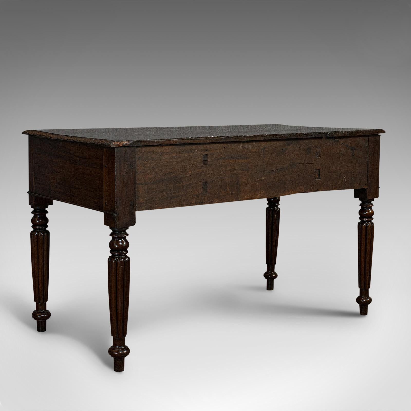 Hand-Carved Antique Writing Desk, English, Rosewood, Study, Side, Table, Regency, circa 1820 For Sale