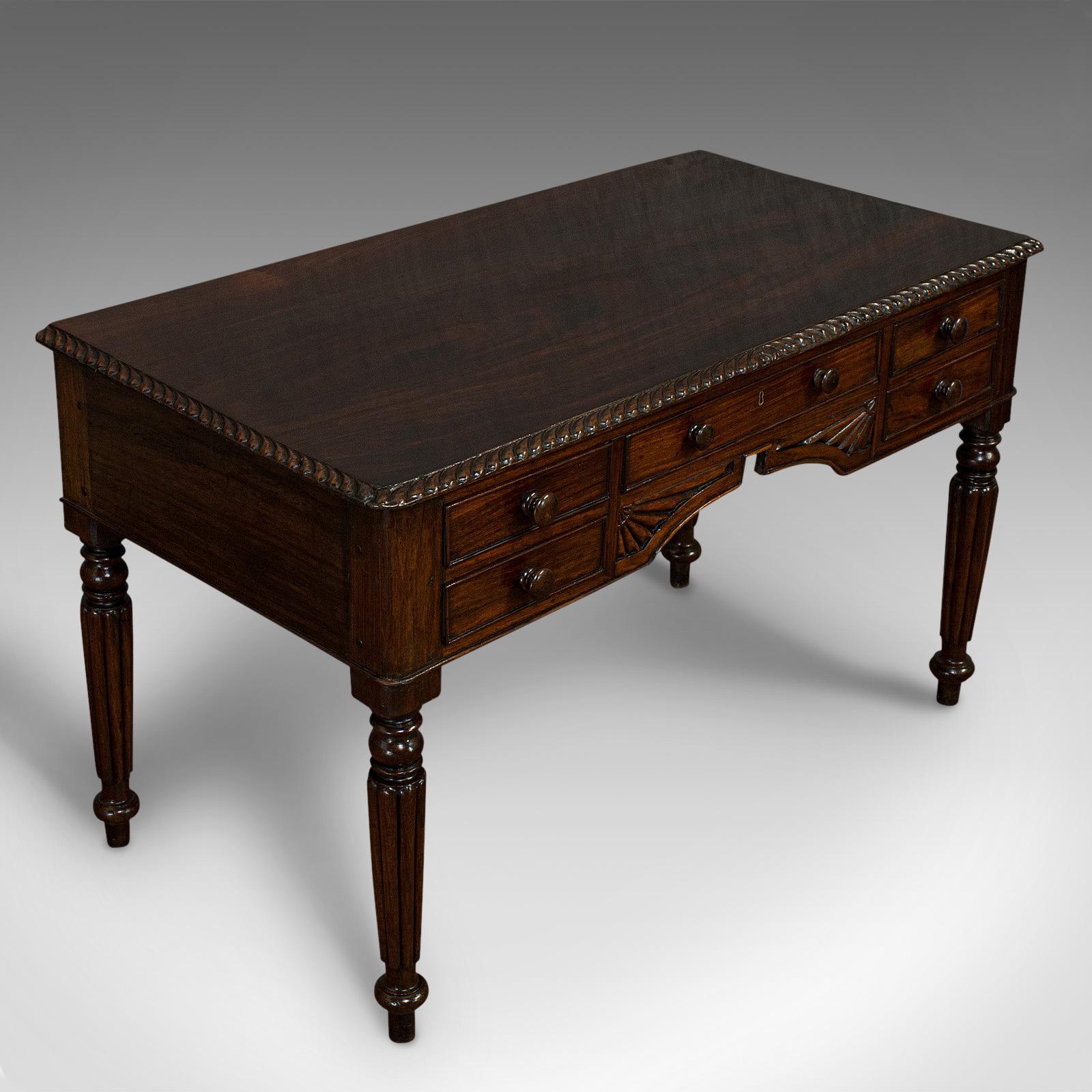 Antique Writing Desk, English, Rosewood, Study, Side, Table, Regency, circa 1820 In Good Condition For Sale In Hele, Devon, GB