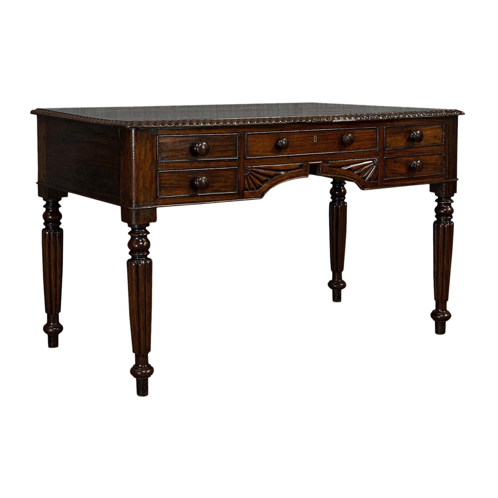 Antique Writing Desk, English, Rosewood, Study, Side, Table, Regency, circa 1820 For Sale