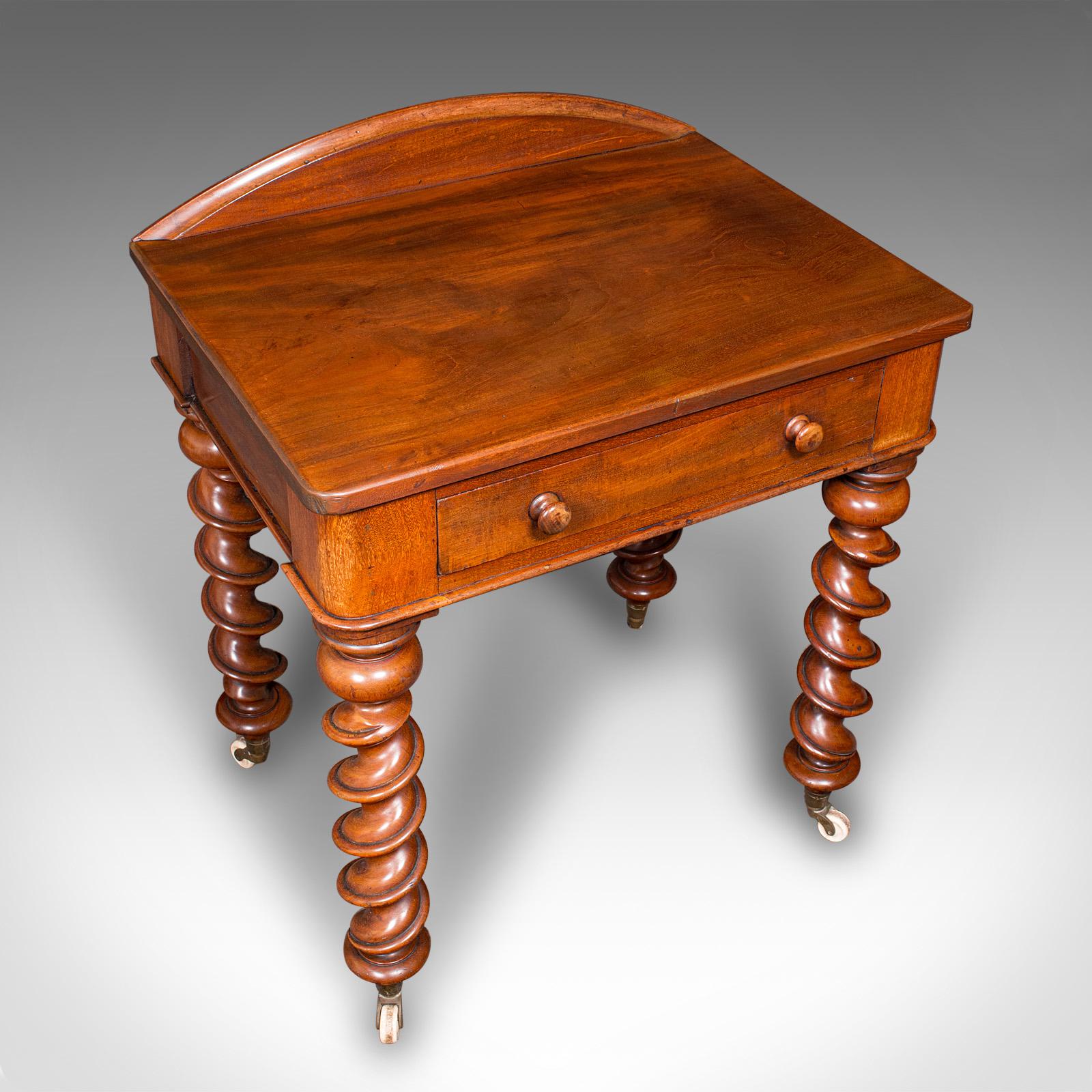 Mahogany Antique Writing Desk, English Side Table, Correspondence, Study, Victorian, 1890 For Sale