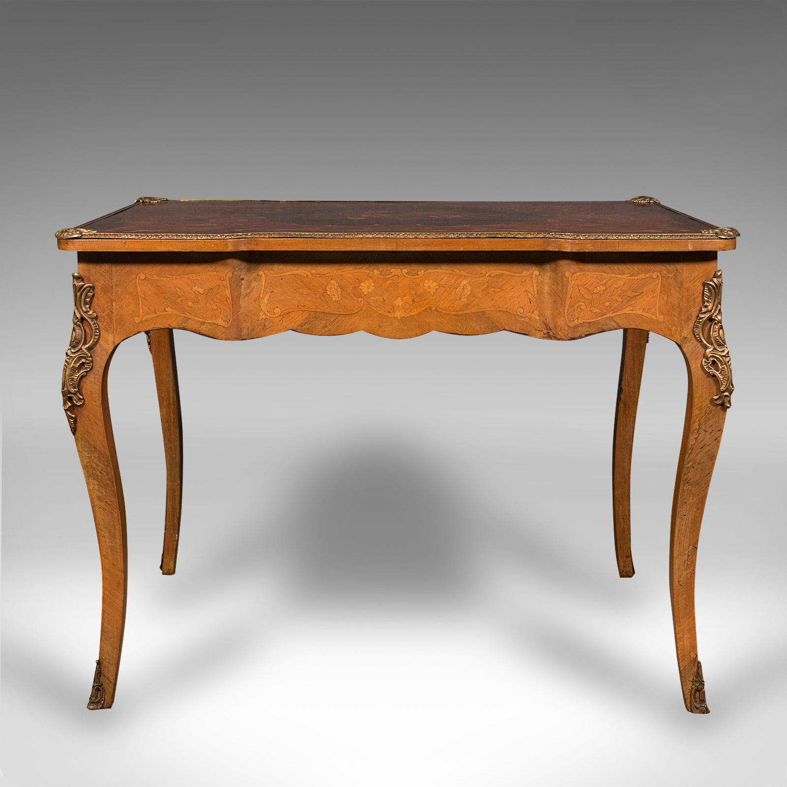 19th Century Antique Writing Desk, French, Decorative Centre Table, Louis XV Taste, Victorian For Sale