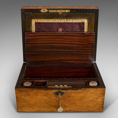 Antique Writing Slope, English, Rosewood, Leather, Pen Box Victorian, circa 1880
