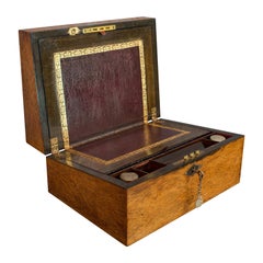 Antique Writing Slope, English, Rosewood, Leather, Pen Box Victorian, circa 1880