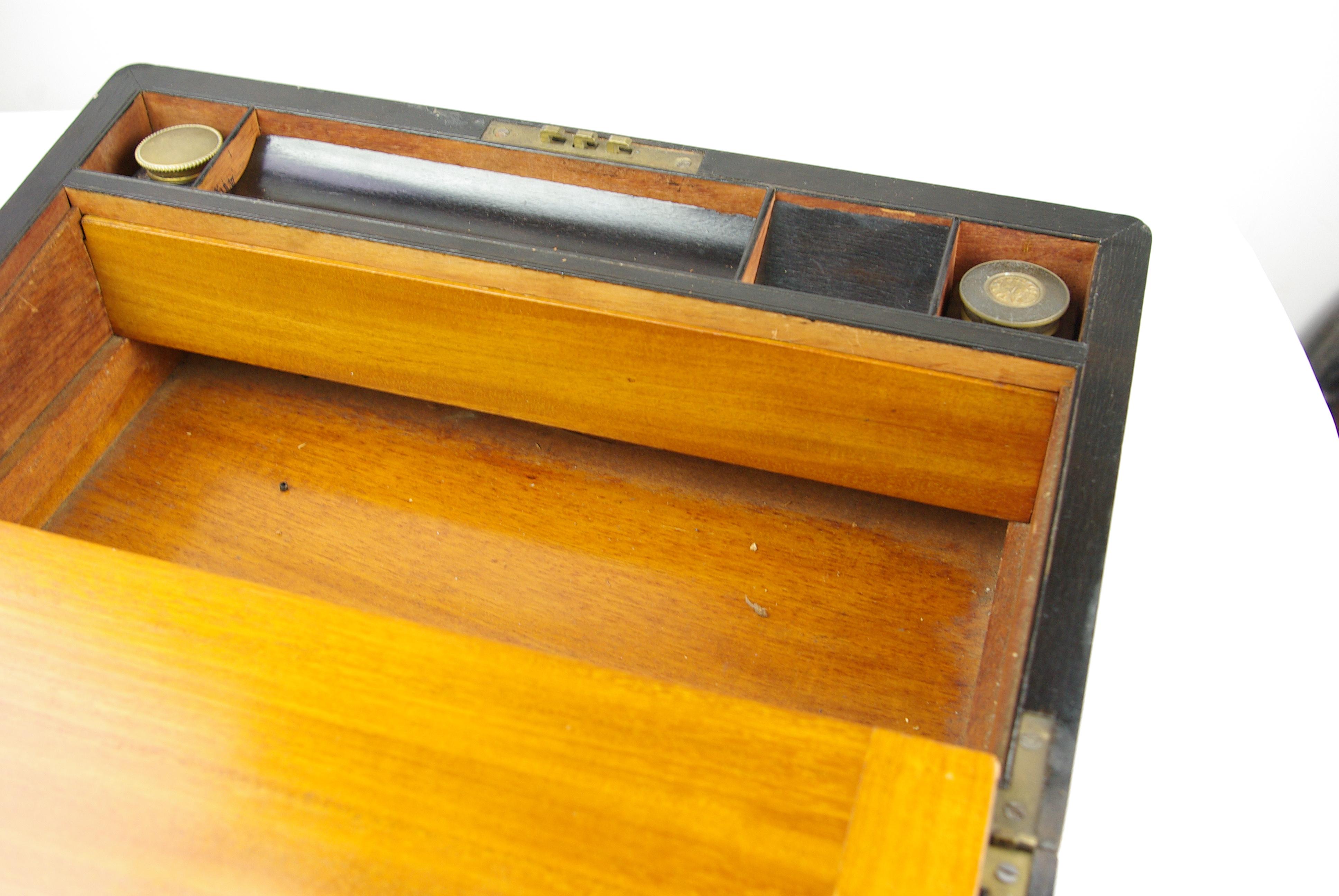 Antique Writing Slope, Victorian Lap Desk, Walnut, Scotland 1860s, B1442 6
