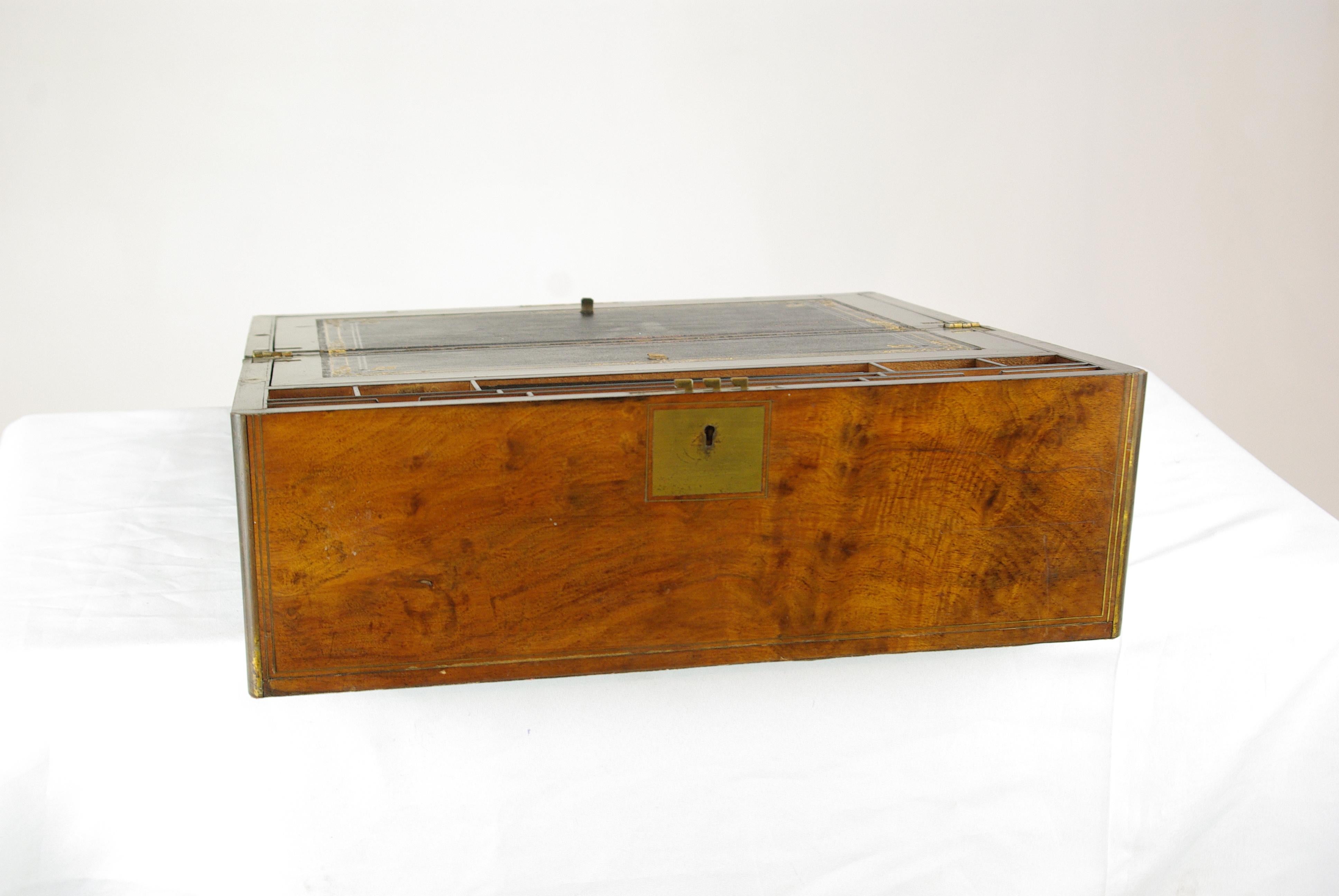 Scottish Antique Writing Slope, Victorian Lap Desk, Walnut, Scotland 1860s, B1442