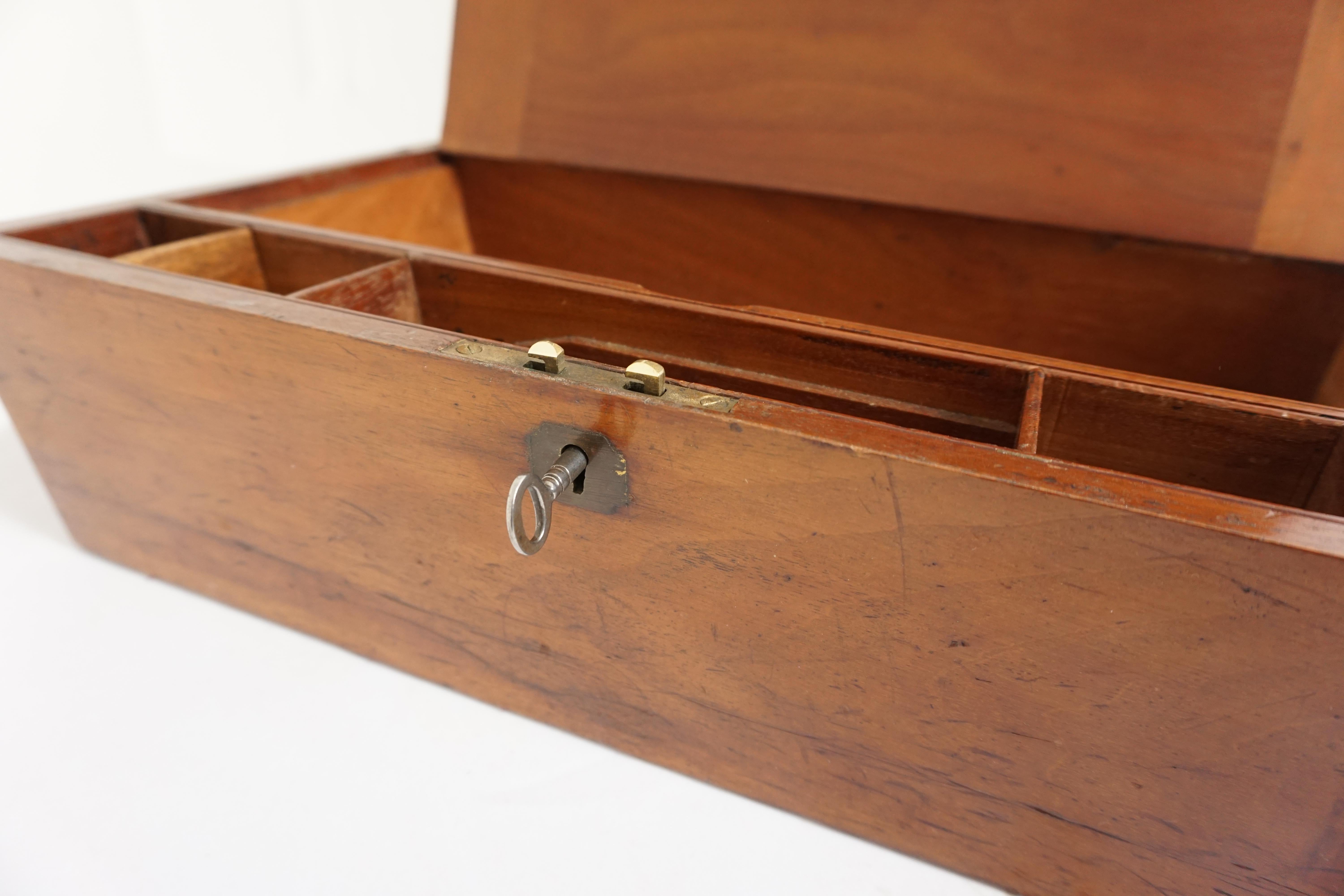 Hand-Crafted Antique Writing Slope, Victorian Mahogany Lap Desk, Scotland 1870, B1768