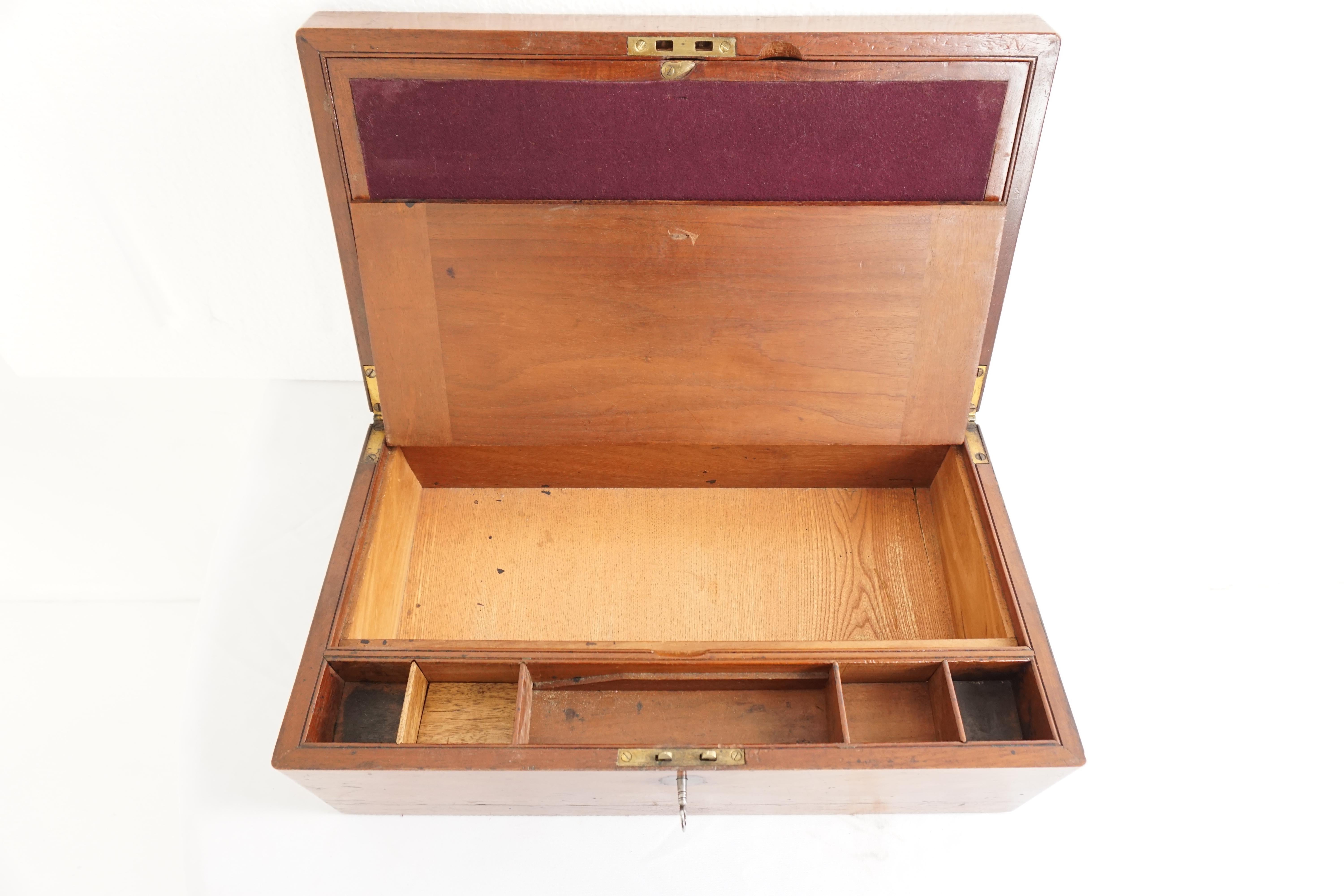 Antique Writing Slope, Victorian Mahogany Lap Desk, Scotland 1870, B1768 In Good Condition In Vancouver, BC