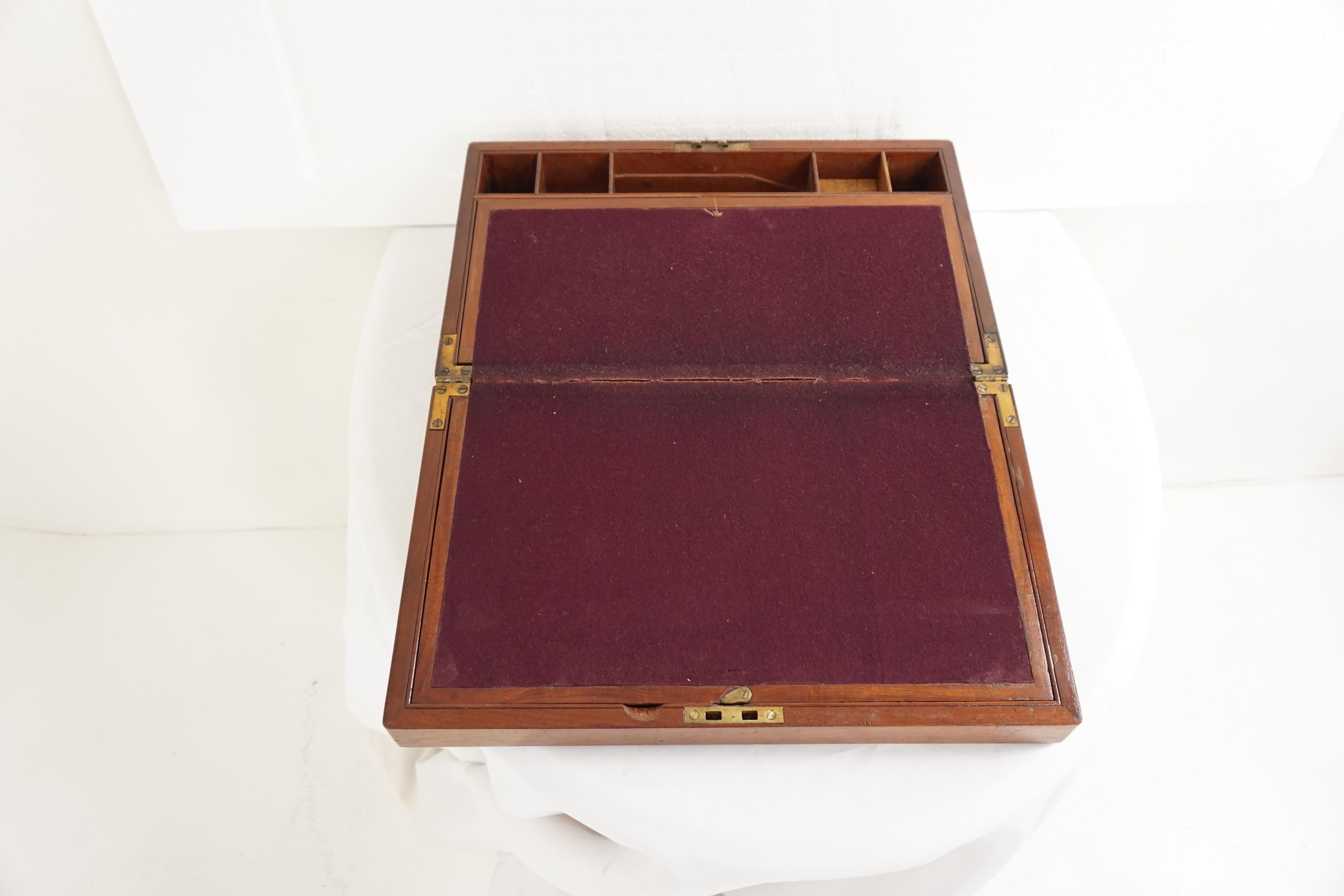 Late 19th Century Antique Writing Slope, Victorian Mahogany Lap Desk, Scotland 1870, B1768