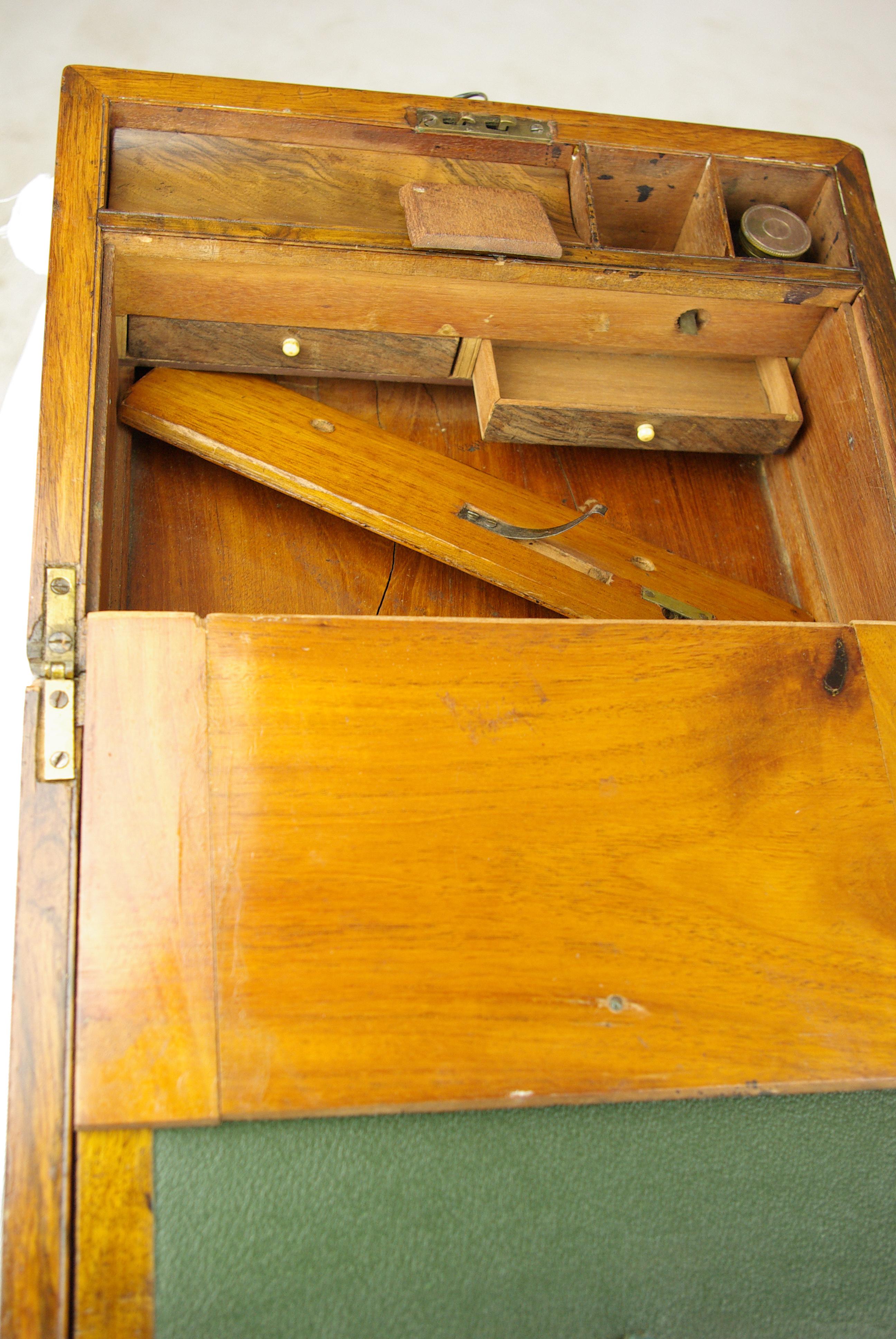 Antique Writing Slope, Writing Box, Antique Lap Desk, Walnut Campaign Box, B1441 6