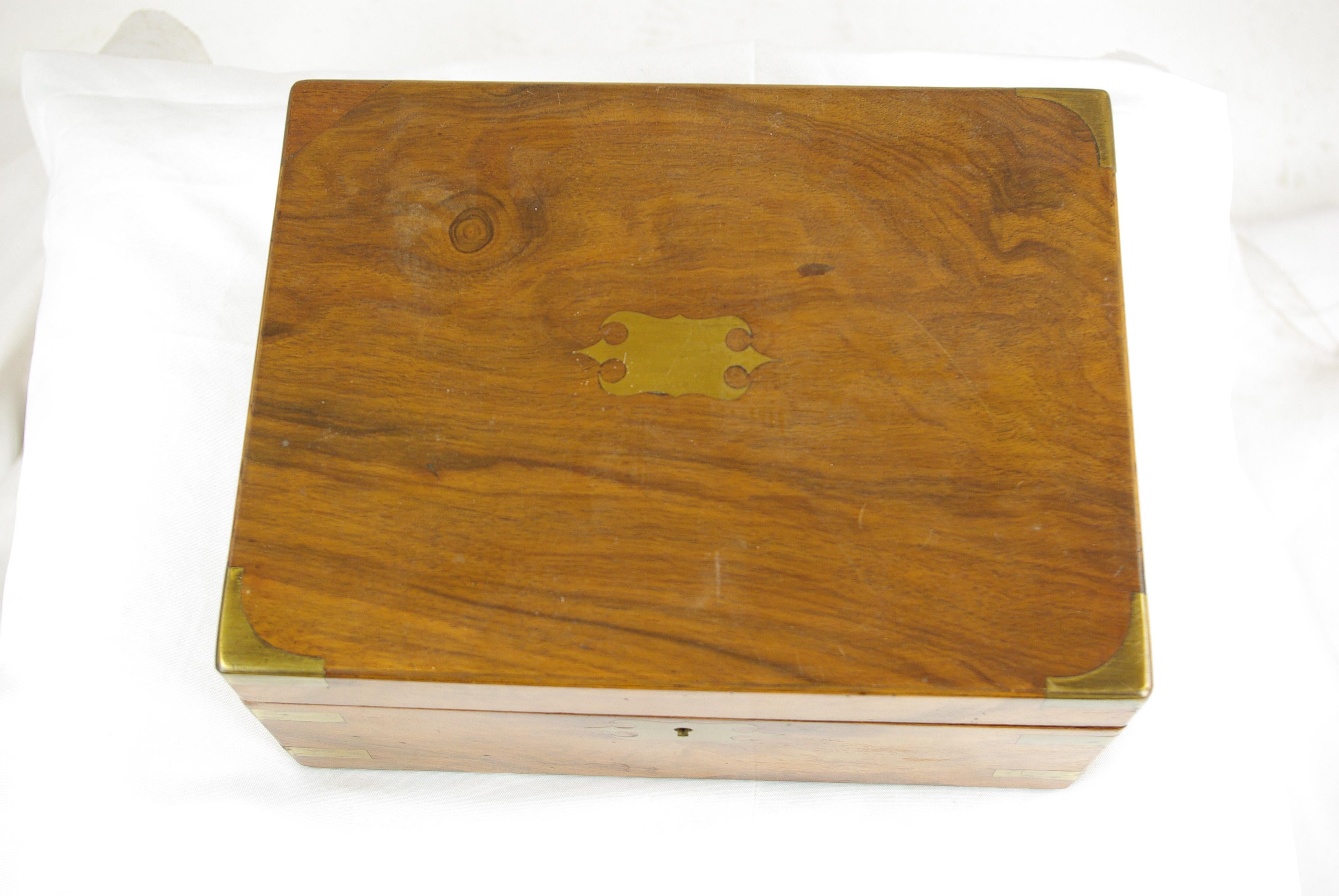 Scottish Antique Writing Slope, Writing Box, Antique Lap Desk, Walnut Campaign Box, B1441