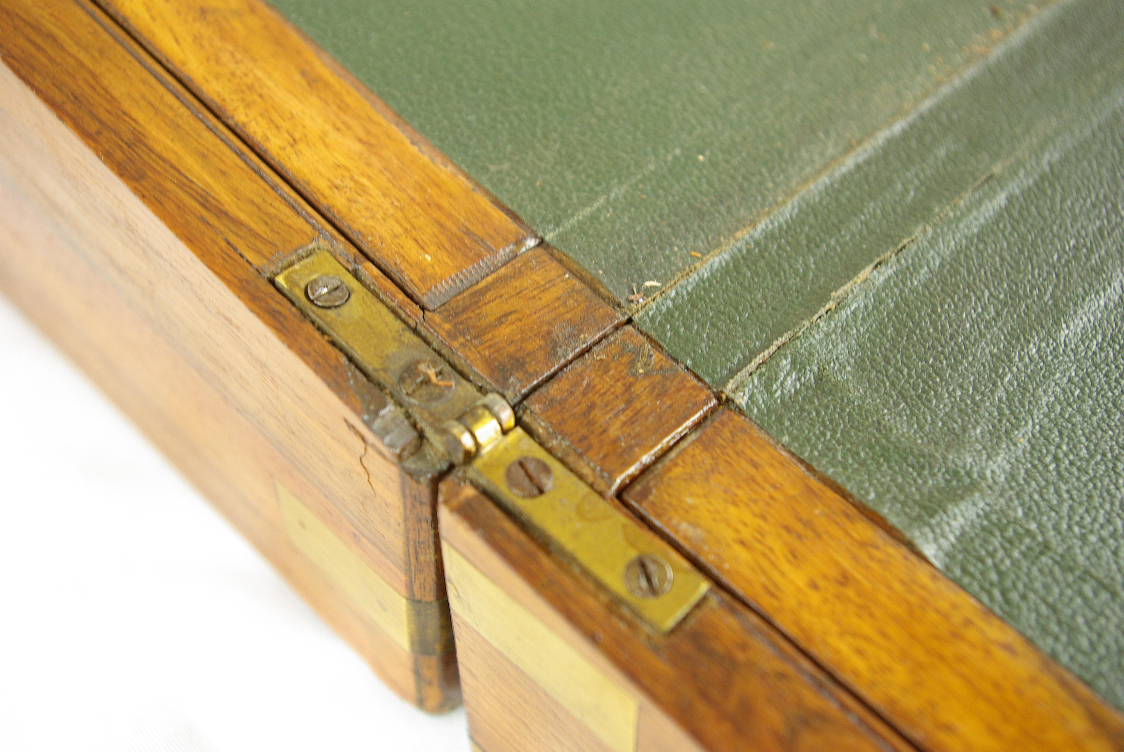 Late 19th Century Antique Writing Slope, Writing Box, Antique Lap Desk, Walnut Campaign Box, B1441