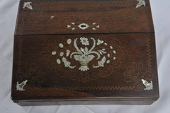 Antique Writing Slope, Victorian Lap Desk, Rosewood Mother-of-Pearl, 1870