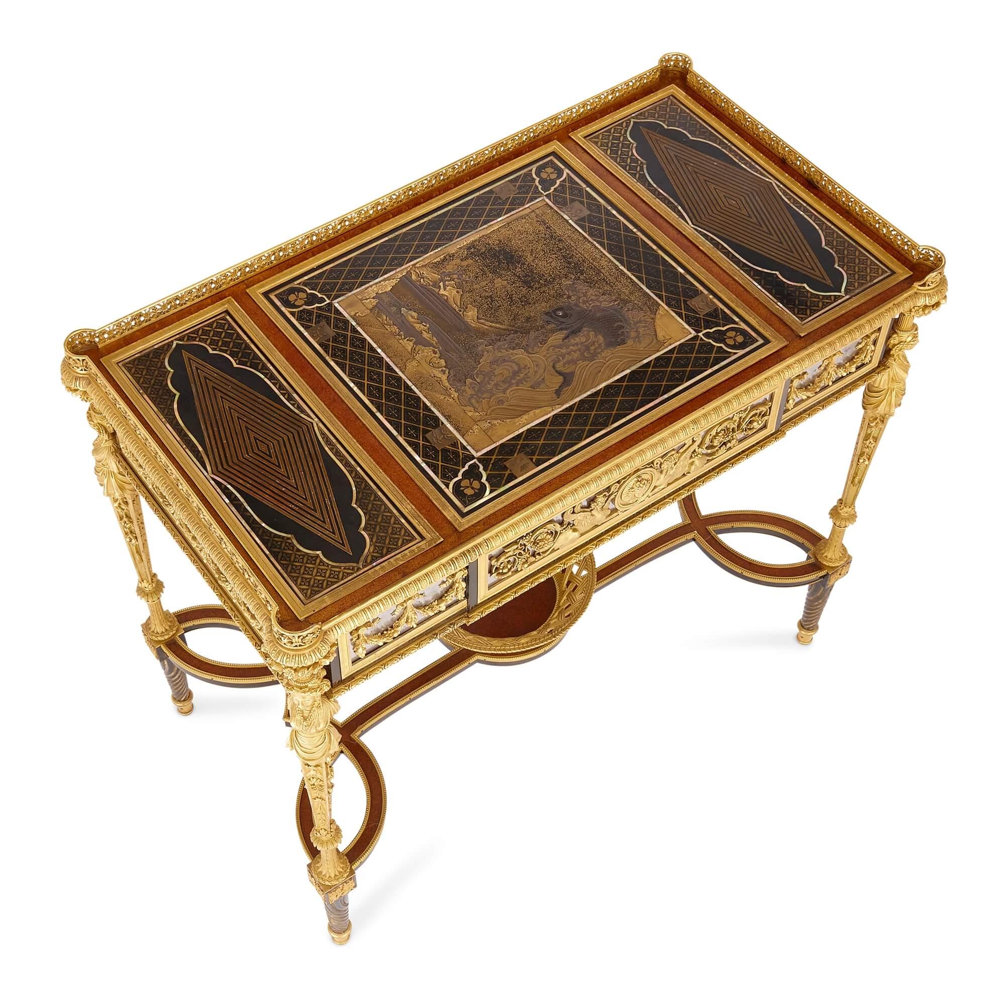 Louis XVI Table à écrire ancienne de Beurdeley d'après un modèle d'Adam Weisweiler en vente