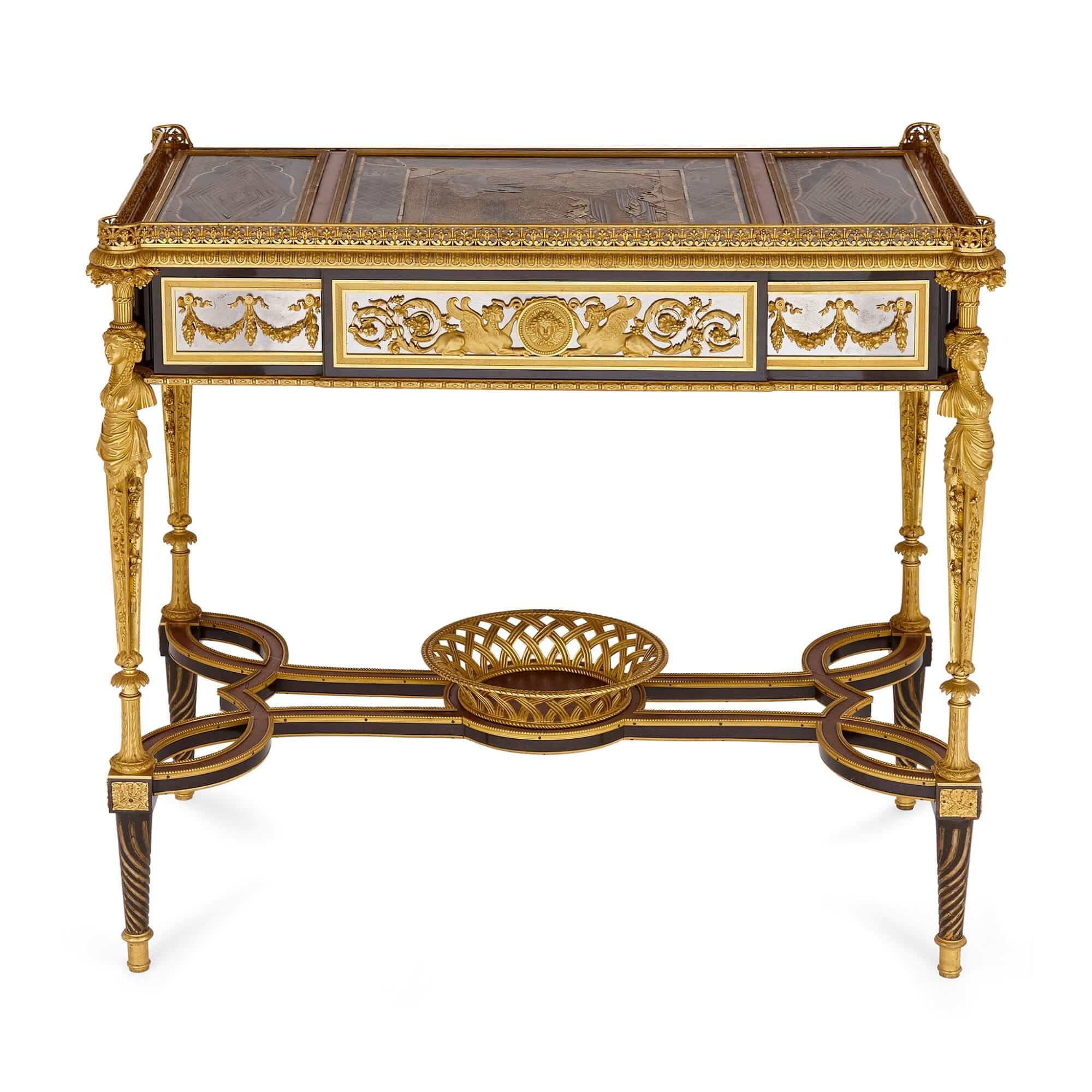French Antique Writing Table by Beurdeley After a Model by Adam Weisweiler For Sale