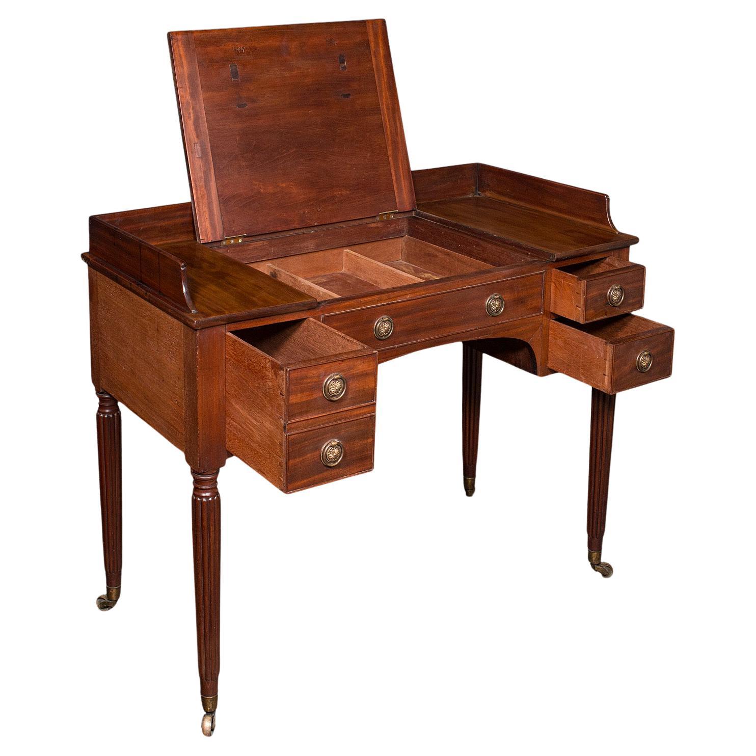 Antique Writing Table, English, Kneehole Desk, Home Office, Study, Regency, 1820