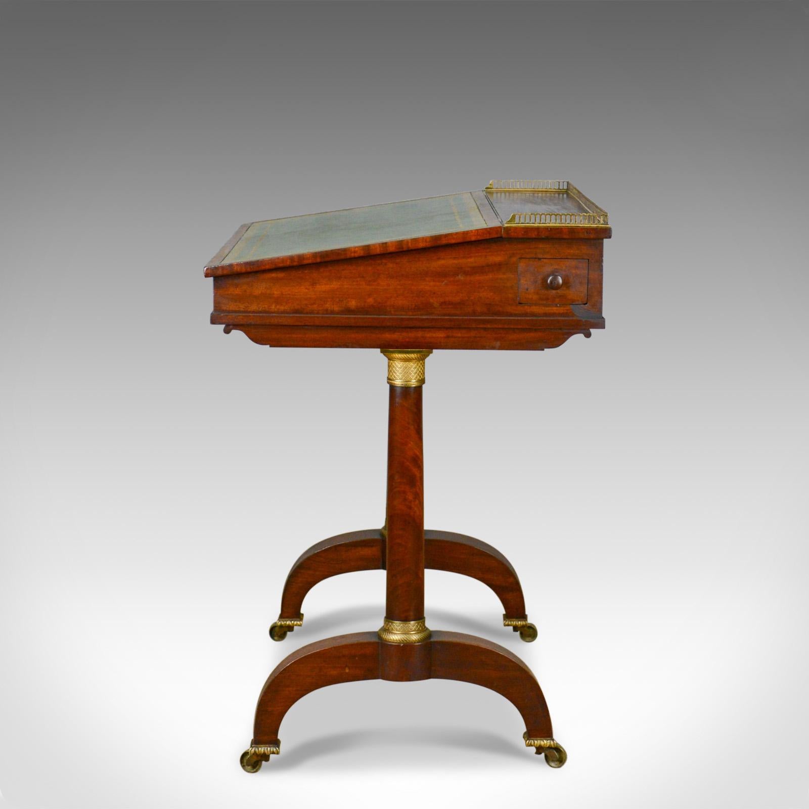 19th Century Antique Writing Table, English, Regency, Mahogany, Davenport, circa 1820 For Sale
