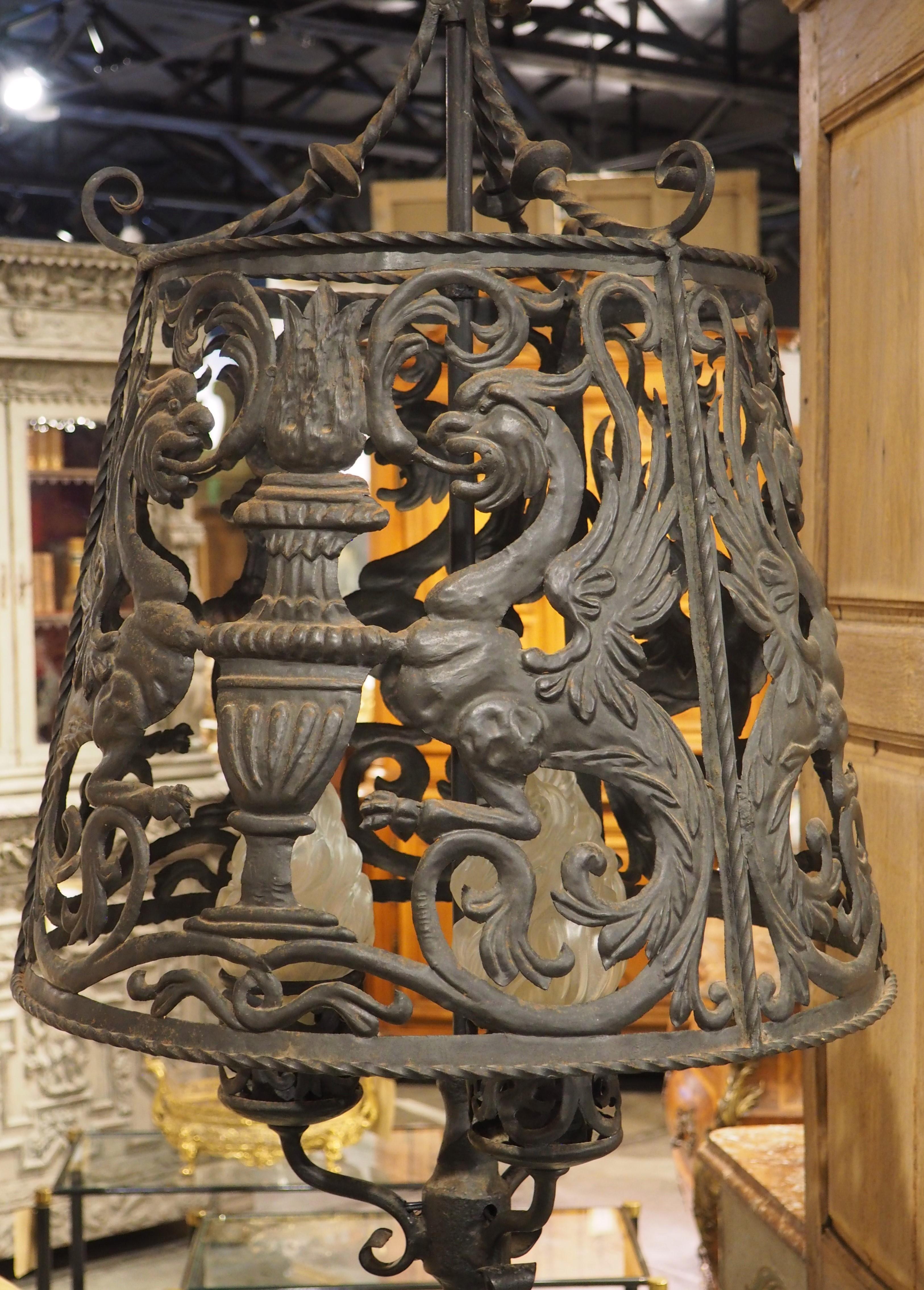Spanish Antique Wrought Iron 3-Light Floor Lamp from Catalonia, Circa 1900