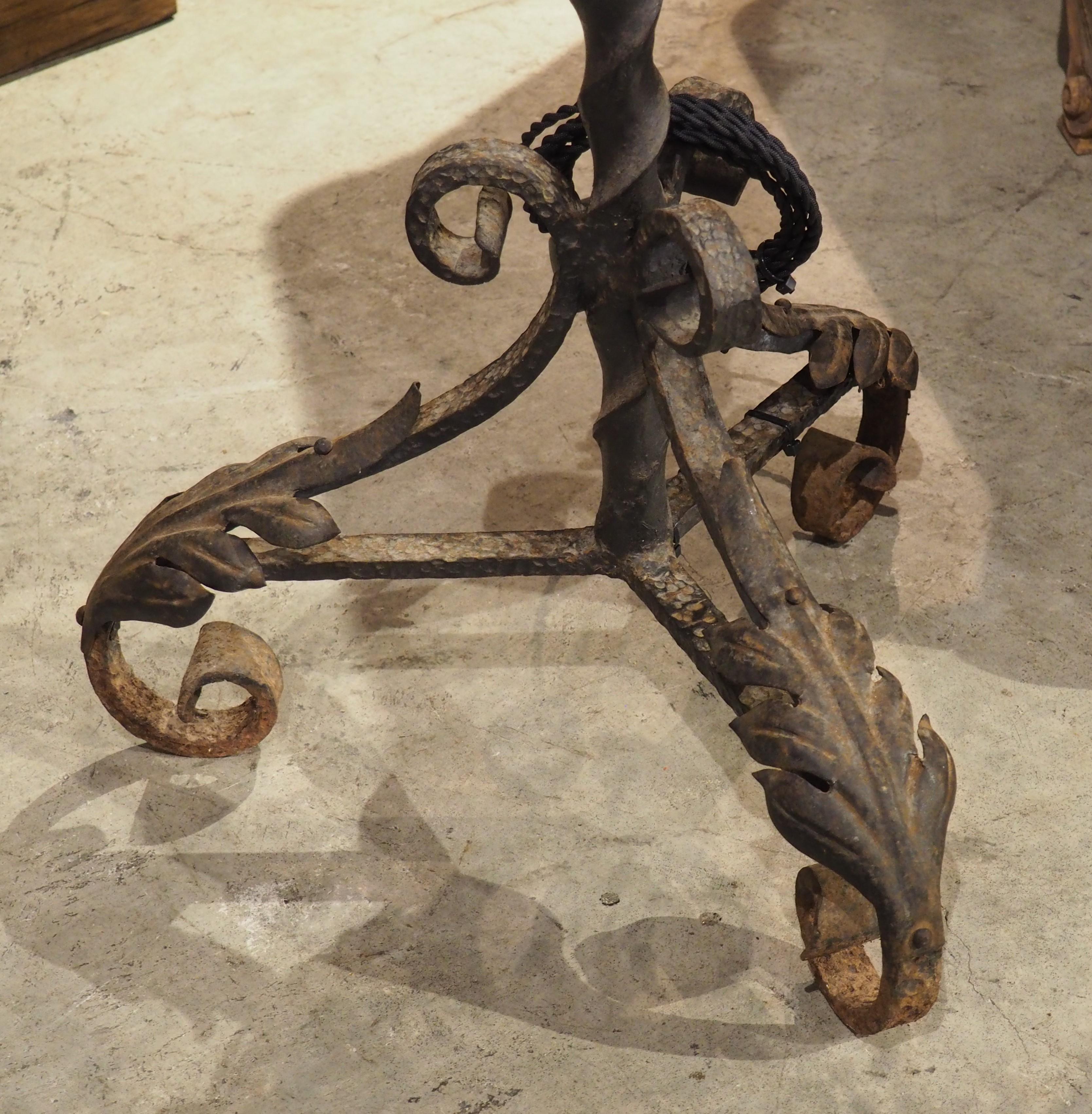 Antique Wrought Iron 3-Light Floor Lamp from Catalonia, Circa 1900 In Good Condition In Dallas, TX