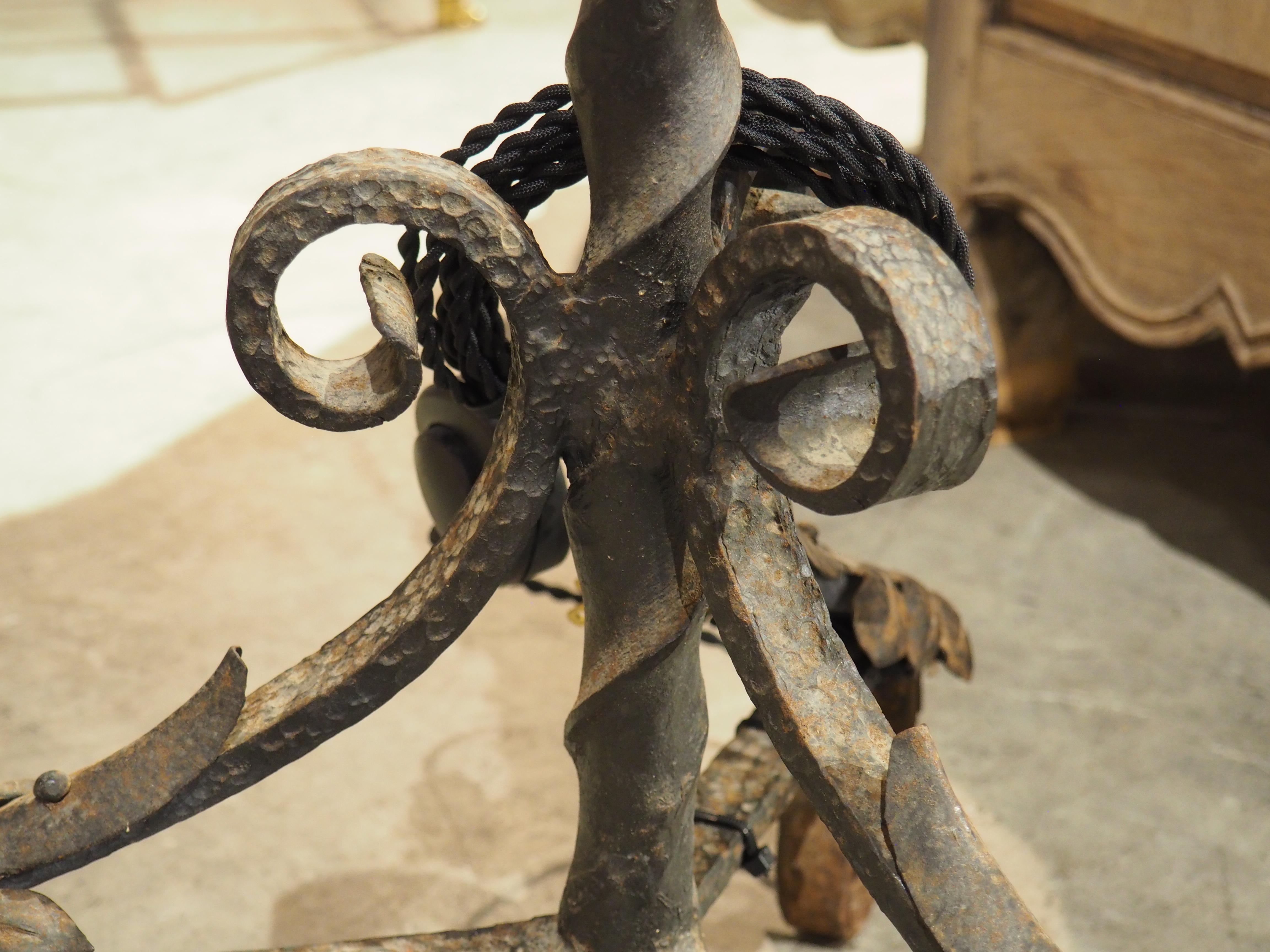 Antique Wrought Iron 3-Light Floor Lamp from Catalonia, Circa 1900 2