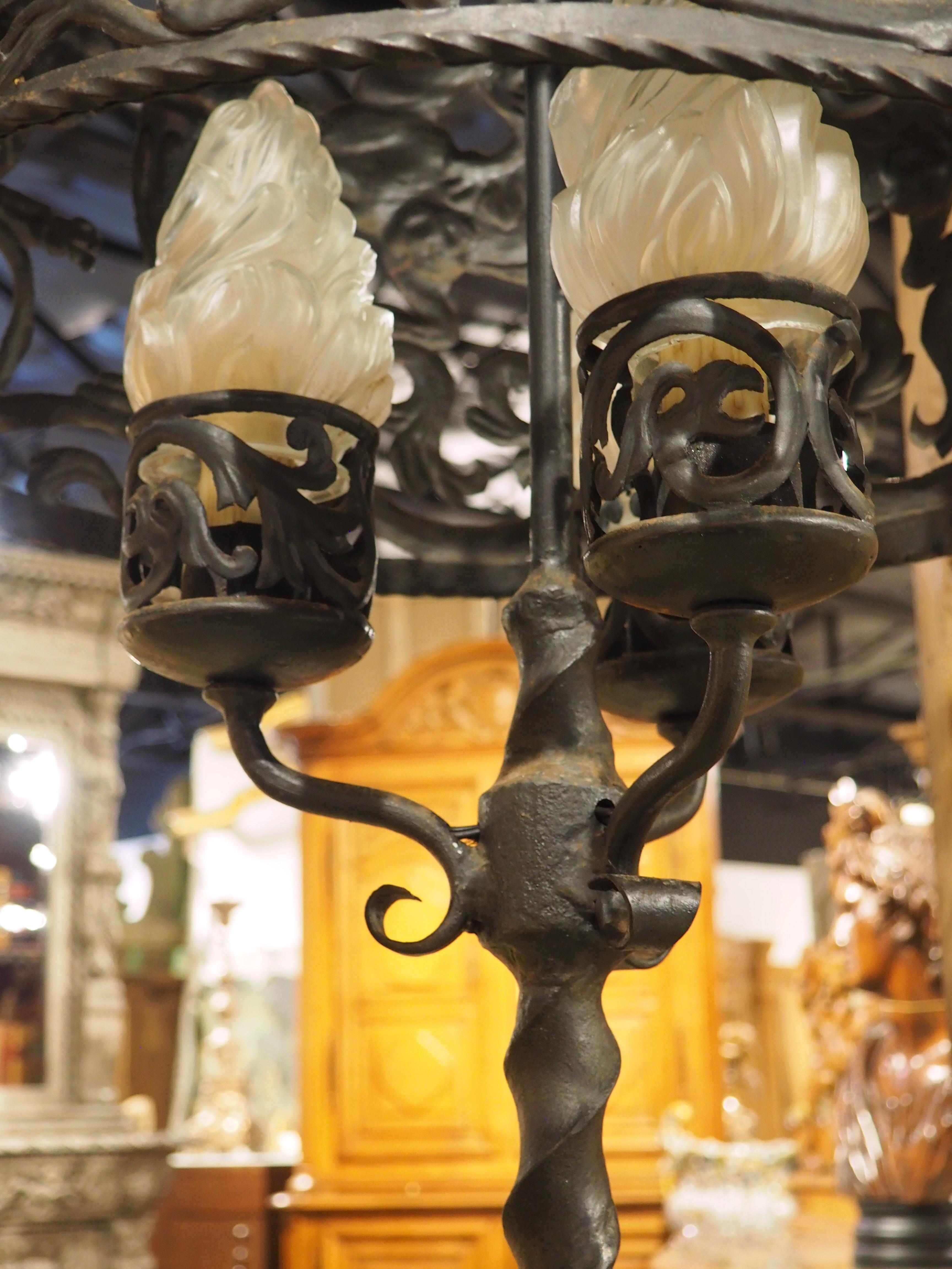 Antique Wrought Iron 3-Light Floor Lamp from Catalonia, Circa 1900 3
