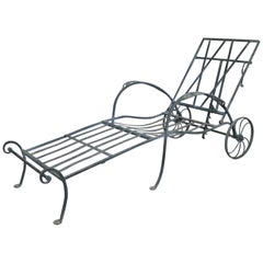 Antique Wrought Iron Adjustable Chaise Lounge by Salterini