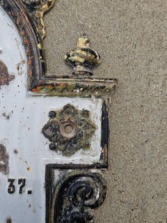 Antique Wrought Iron and Enamel Wall Lavabo from Vienna Streets, Austria 1800s