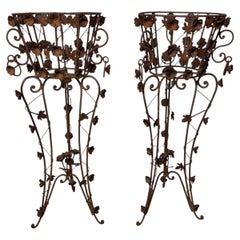 Antique Wrought Iron Art Nouveau style Jardinière Plant Stand