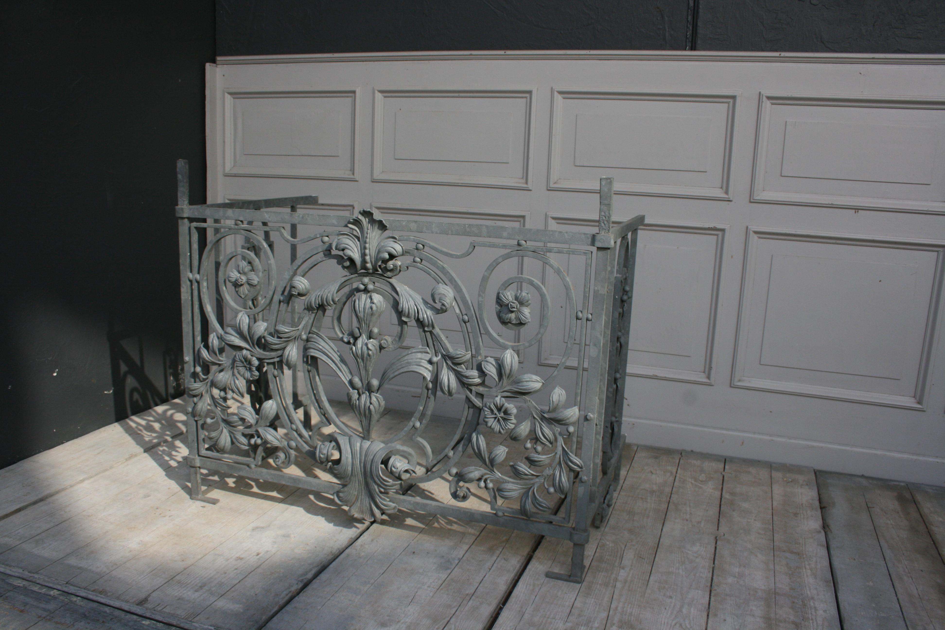 Antique Wrought Iron Balcony Railing, French 2
