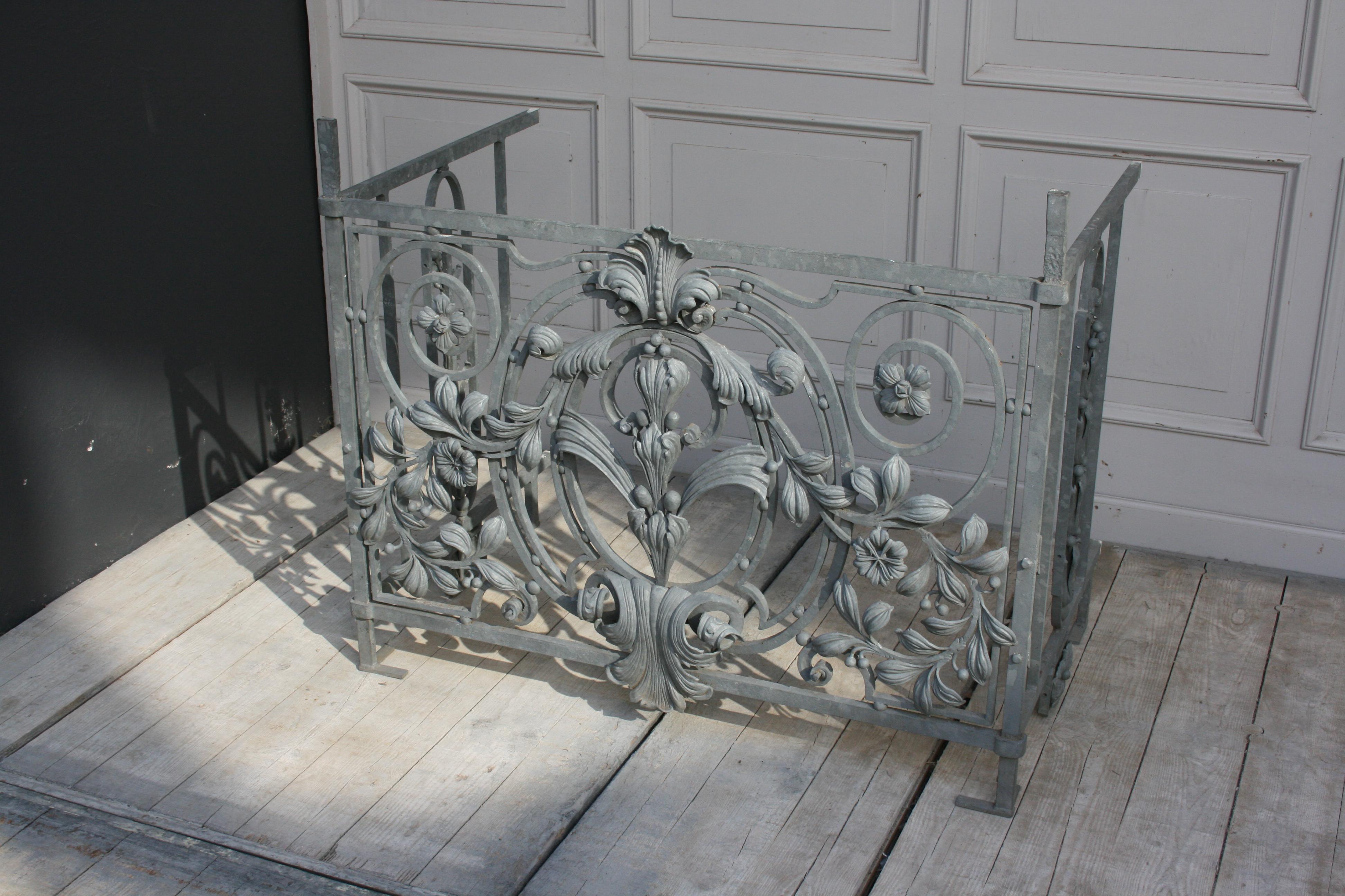 Antique Wrought Iron Balcony Railing, French 3