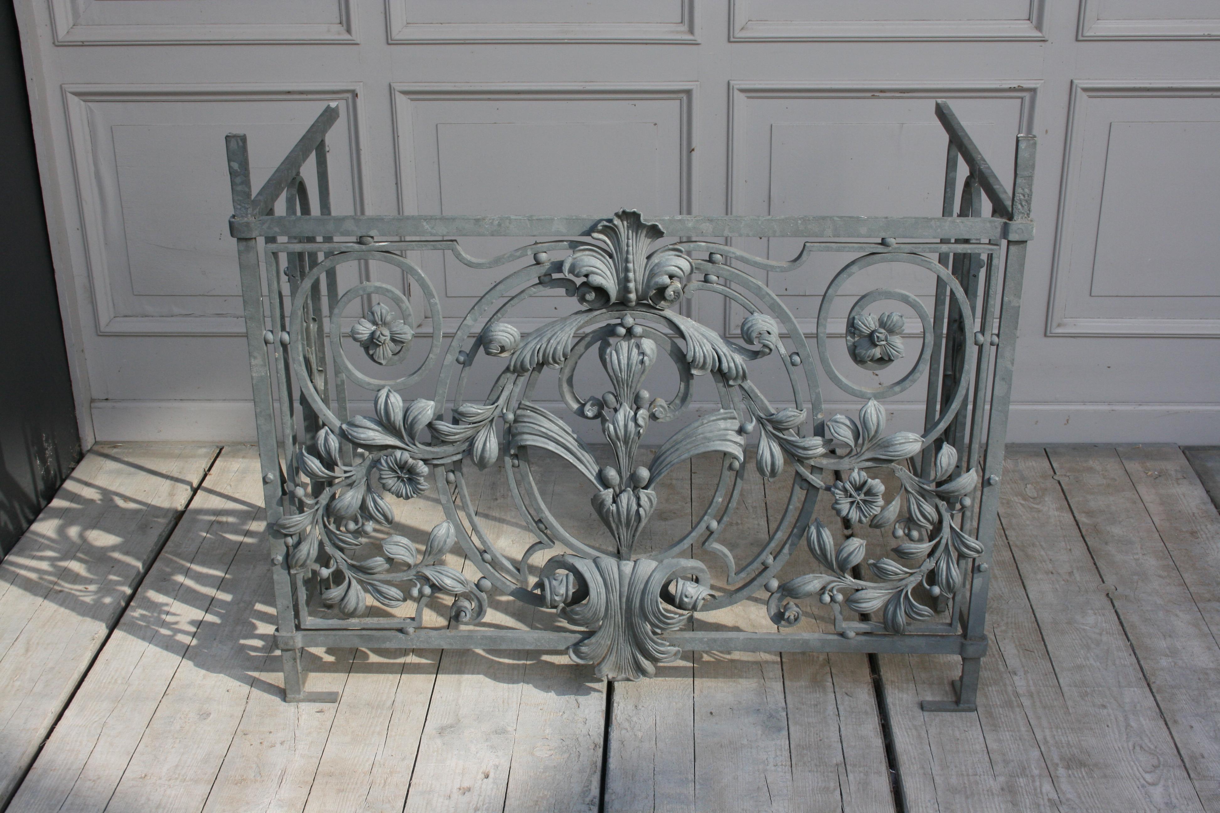Antique Wrought Iron Balcony Railing, French 4