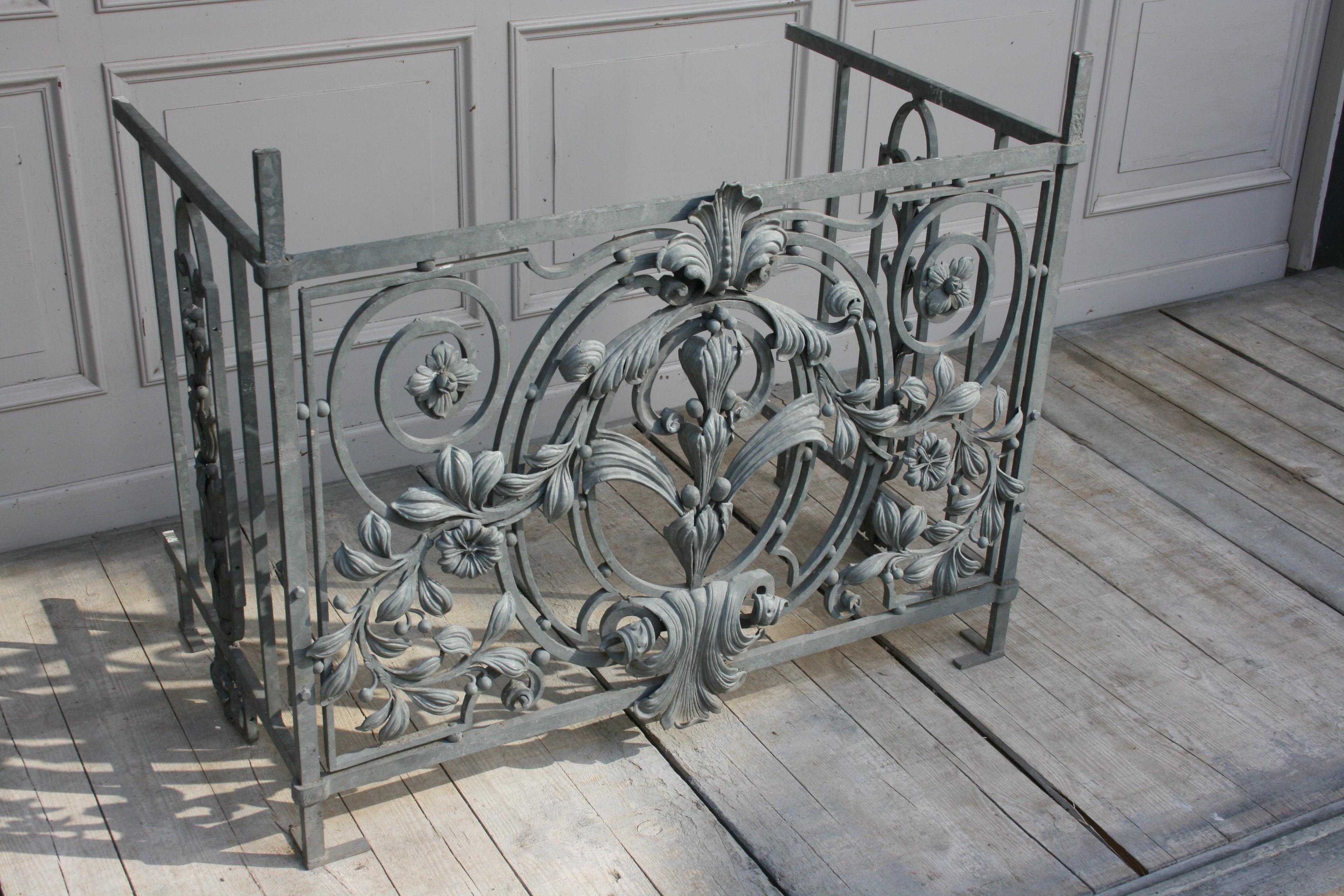 Antique Wrought Iron Balcony Railing, French 5