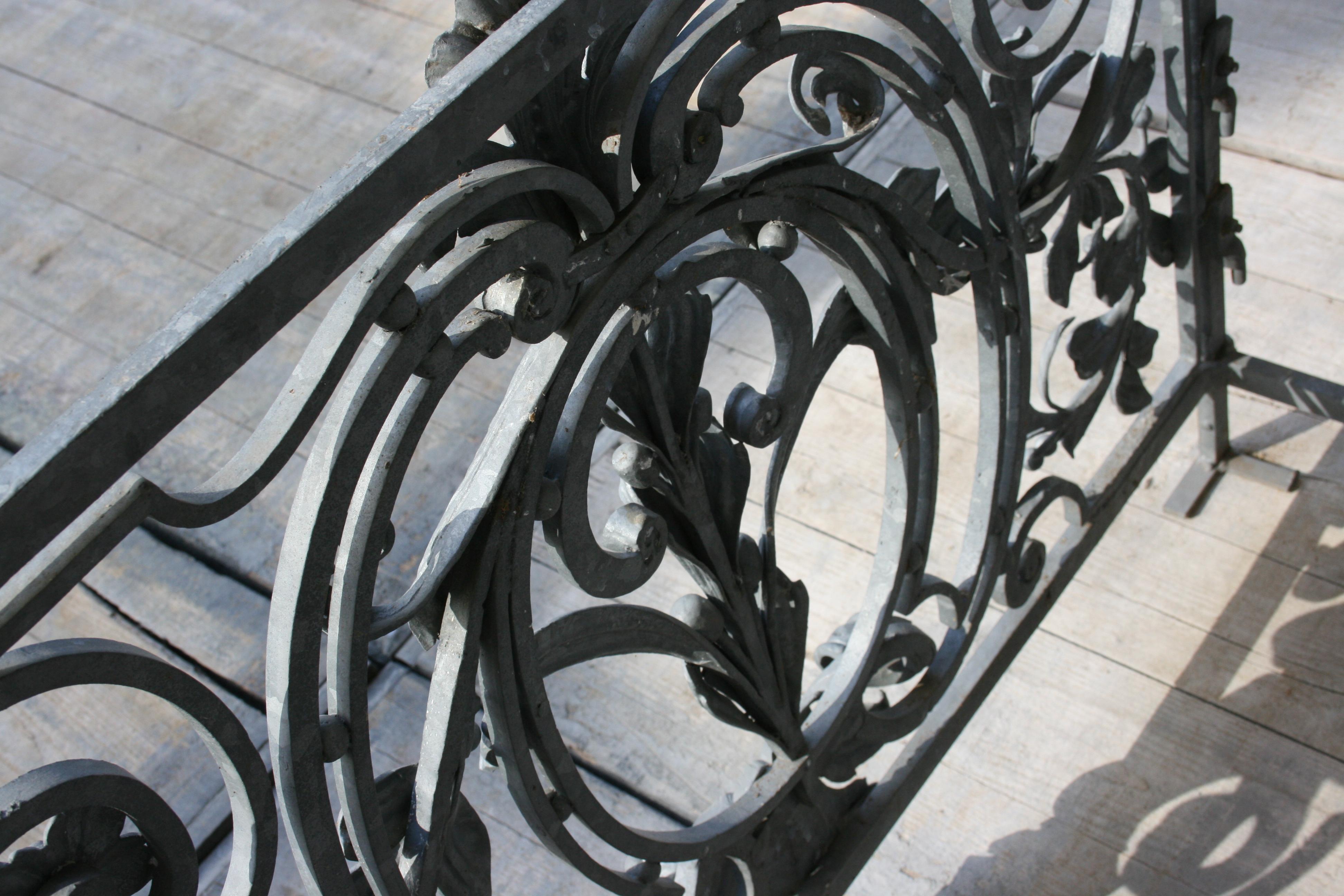 Antique Wrought Iron Balcony Railing, French 9