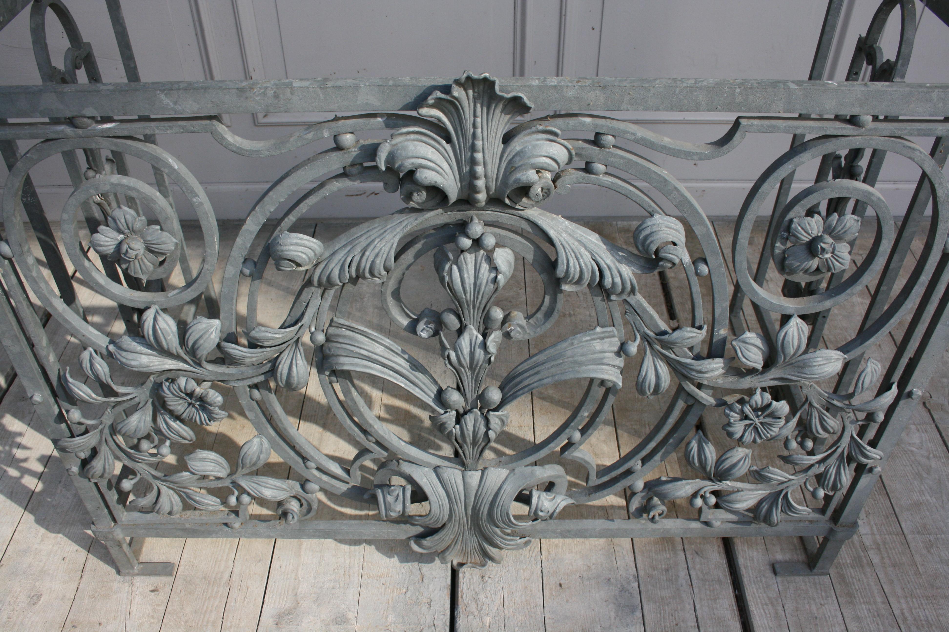 Antique Wrought Iron Balcony Railing, French 10