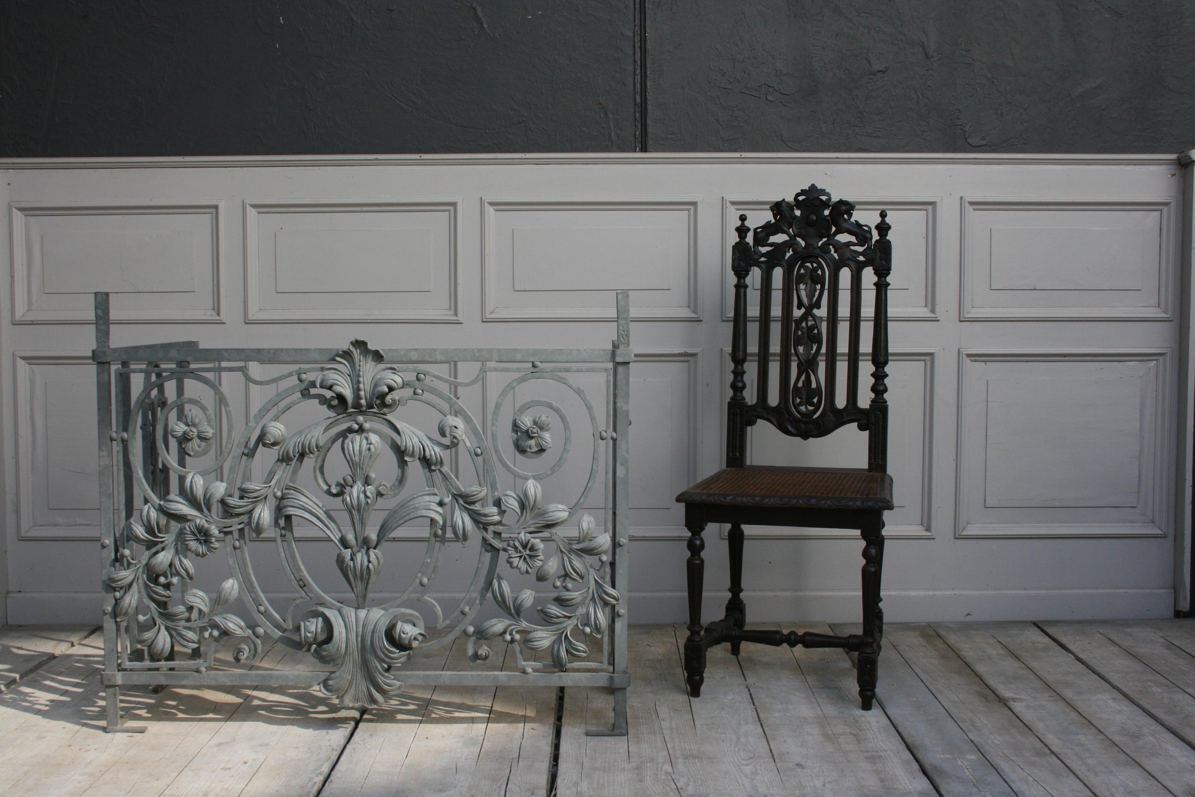 Antique Wrought Iron Balcony Railing, French 11
