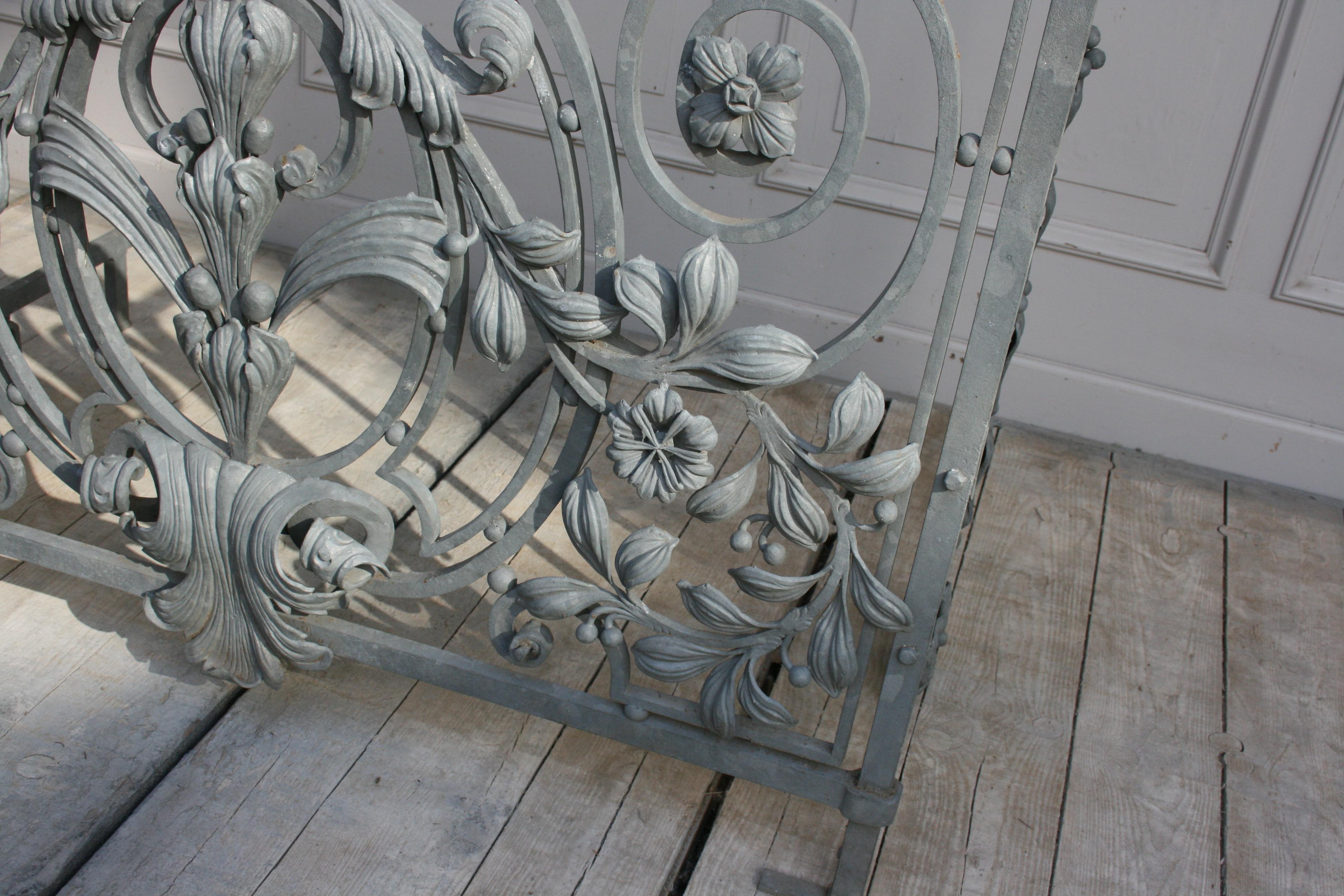 Galvanized Antique Wrought Iron Balcony Railing, French